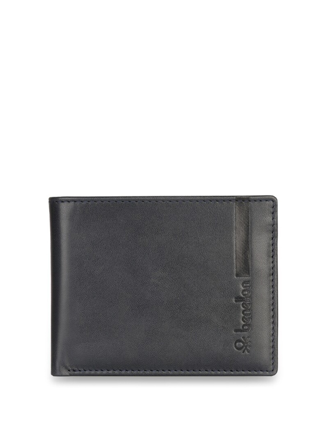 

United Colors of Benetton Men Leather Two Fold Wallet, Navy blue