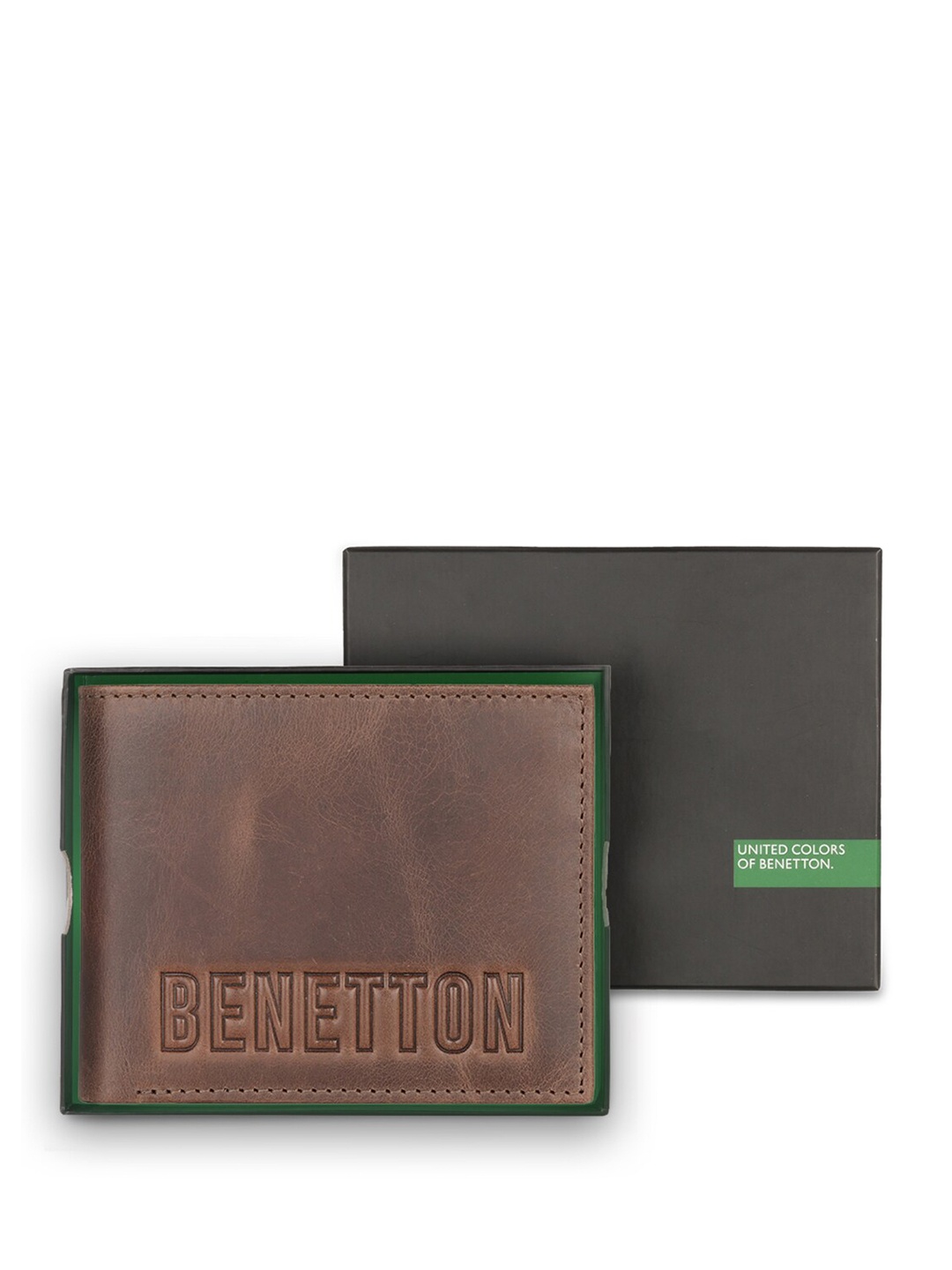 

United Colors of Benetton Men Leather Two Fold Wallet, Brown