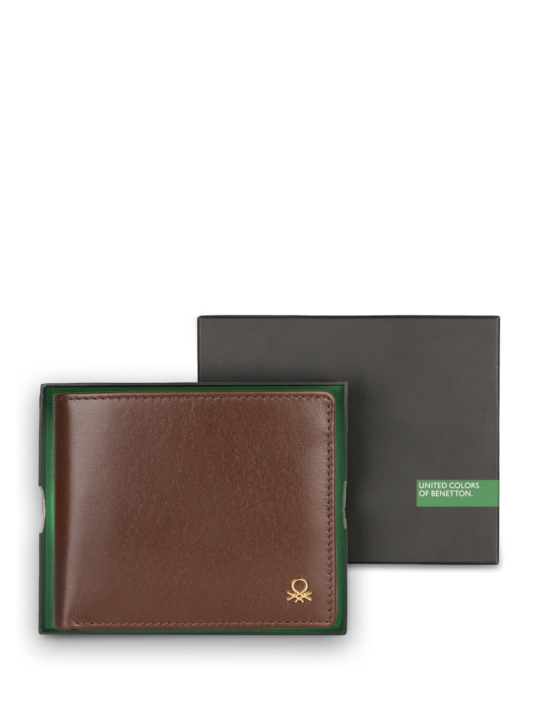 

United Colors of Benetton Men Leather Two Fold Wallet, Brown