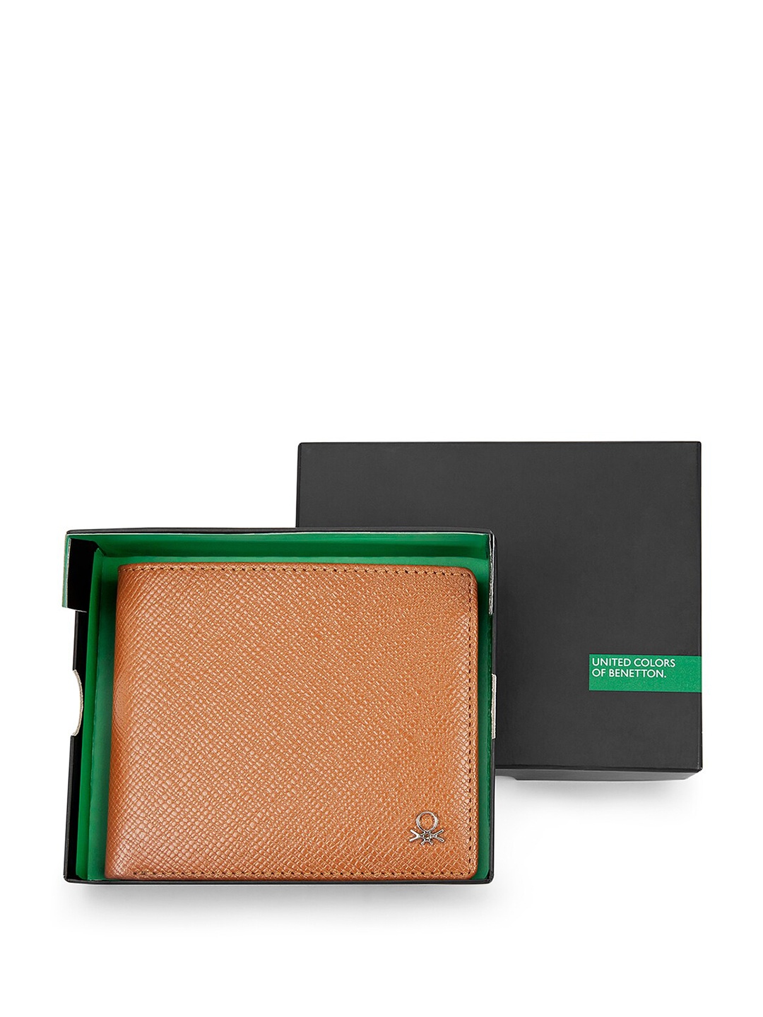 

United Colors of Benetton Men Leather Two Fold Wallet, Tan