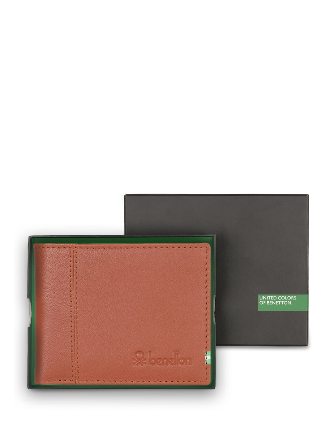 

United Colors of Benetton Men Leather Two Fold Wallet, Tan