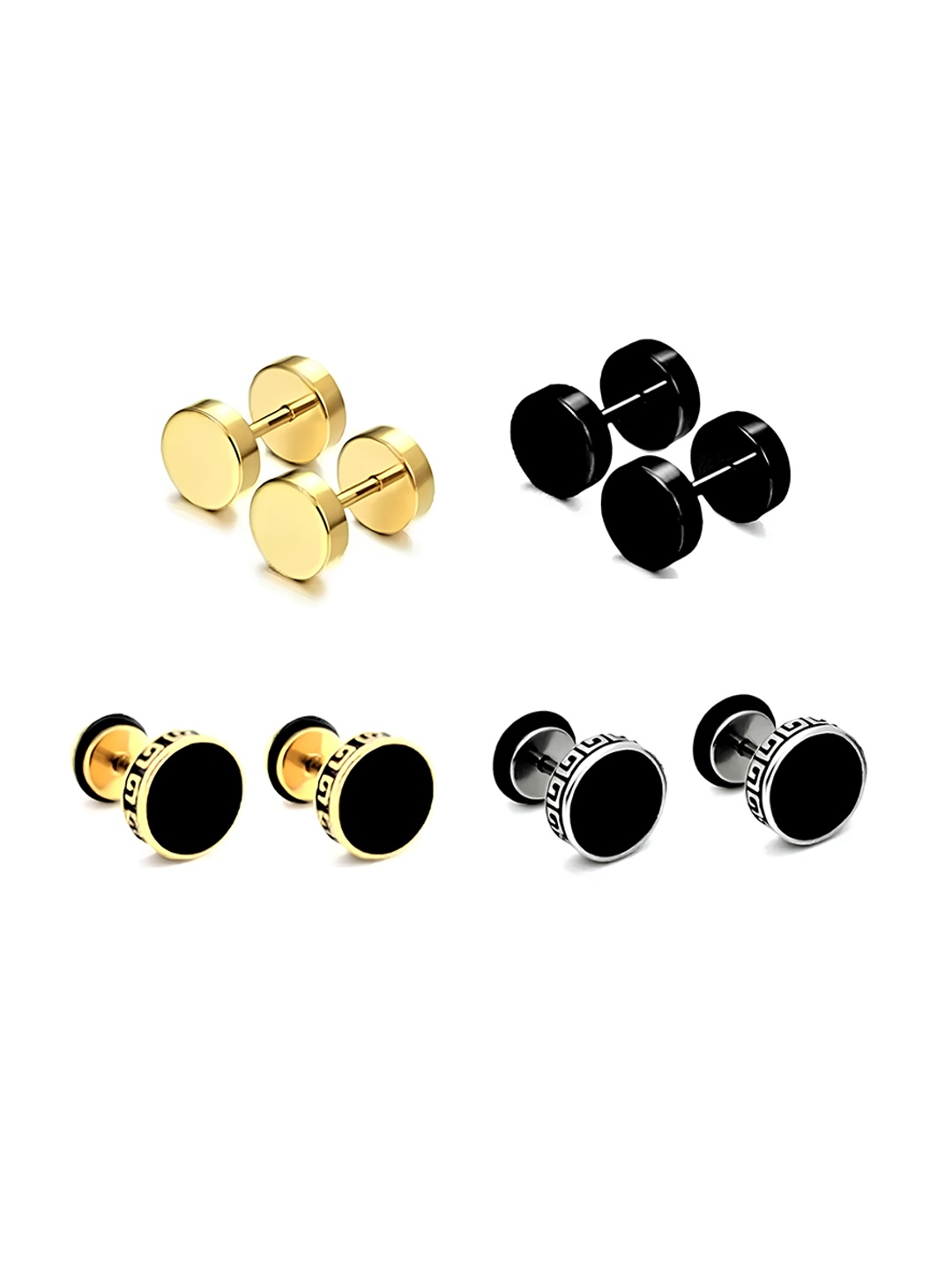 

KARISHMA KREATIONS Men Set Of 4 Contemporary Studs Earrings, Gold