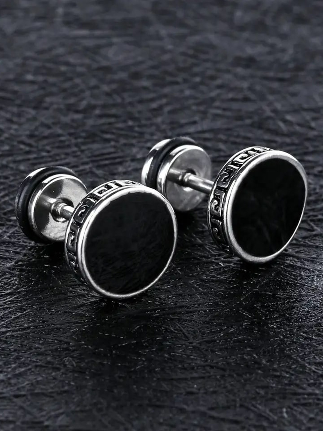 

KARISHMA KREATIONS Set Of 2 Contemporary Stainless Steel Studs Earrings, Silver