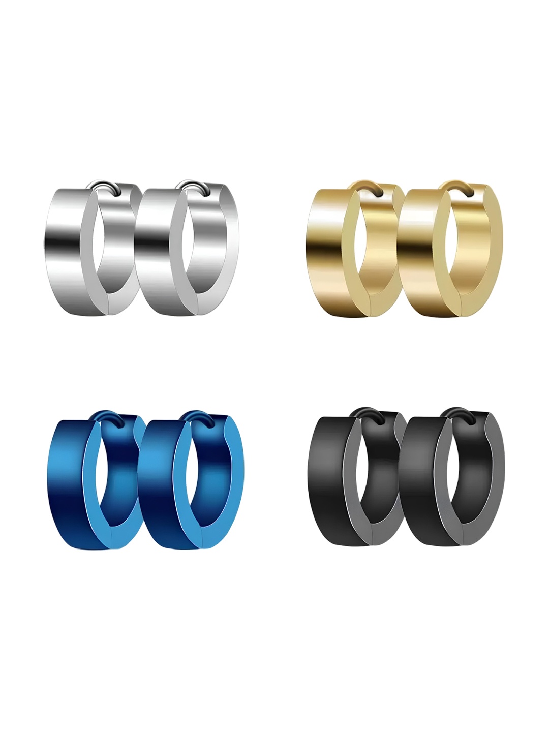 

KARISHMA KREATIONS Men Set Of 4 Stainless Steel Hoop Earrings, Gold