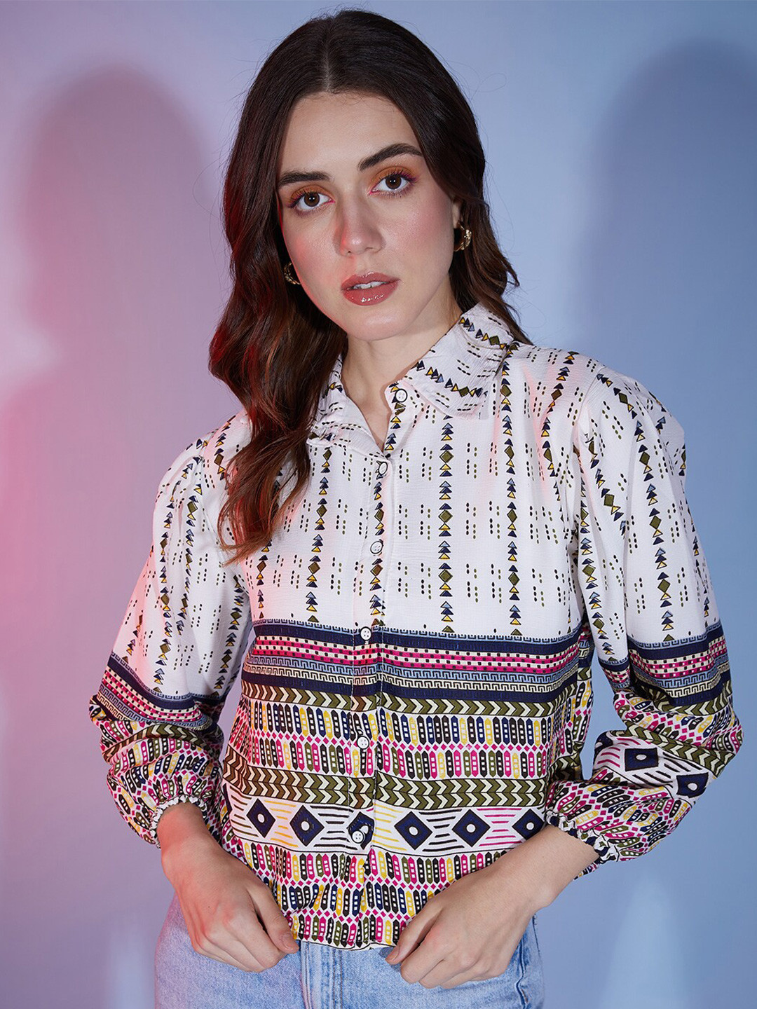 

BUY NEW TREND Comfort Animal Opaque Printed Casual Shirt, White
