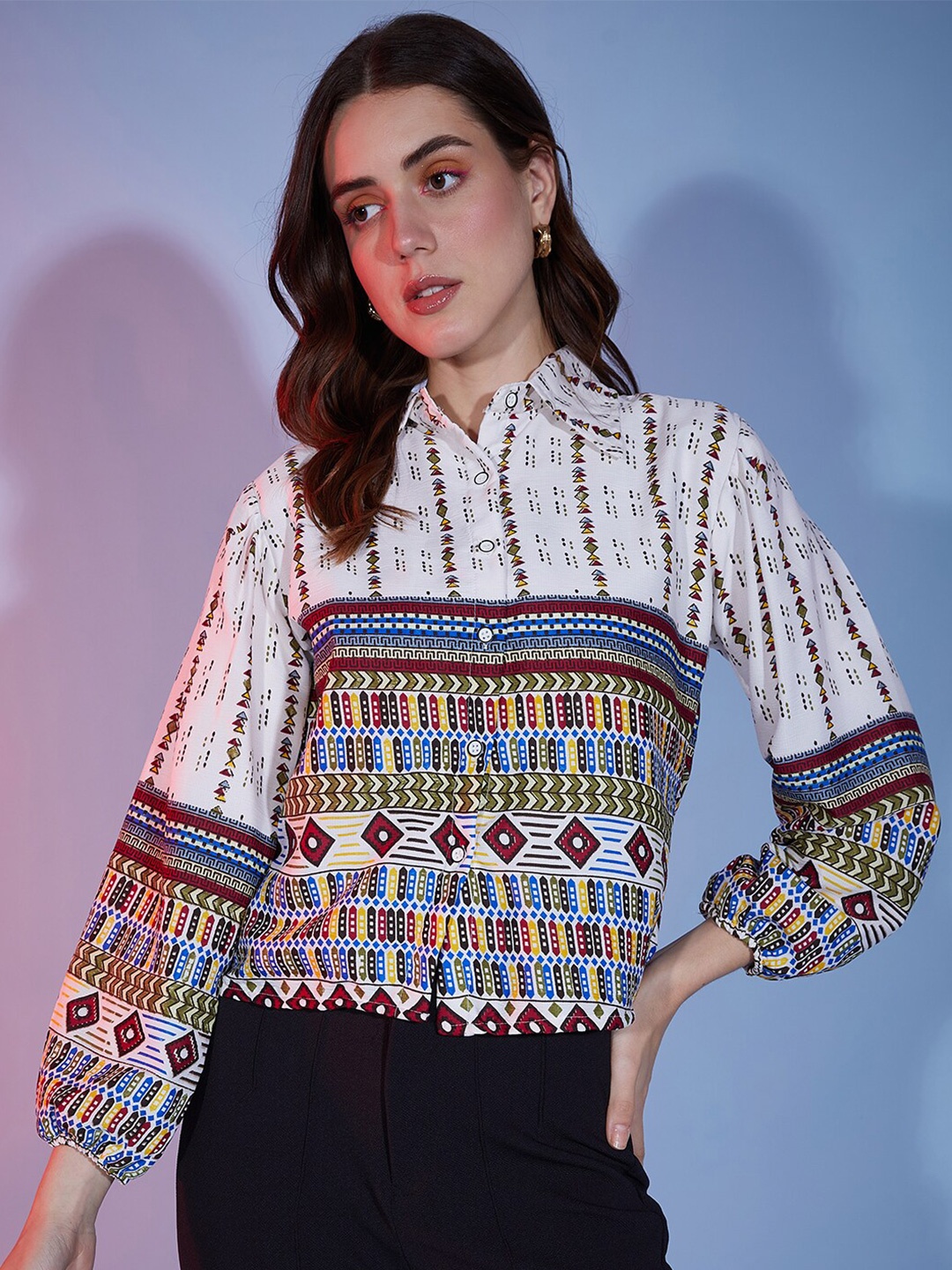 

BUY NEW TREND Women Comfort Opaque Printed Casual Shirt, White
