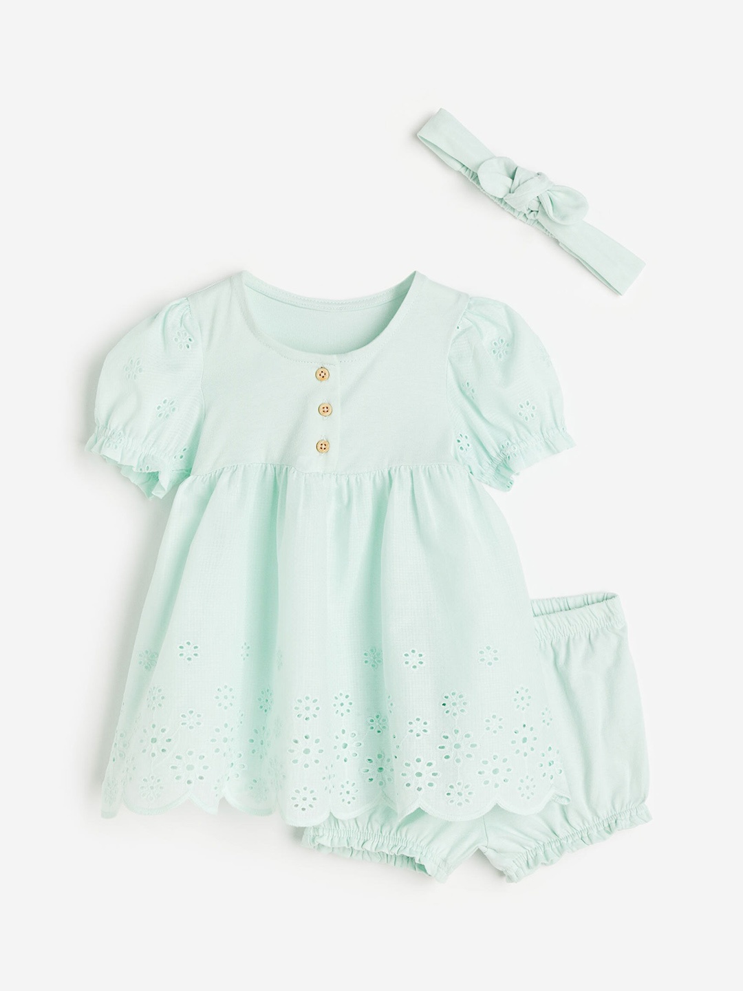 

H&M Girls 3-Piece Cotton Set, Green