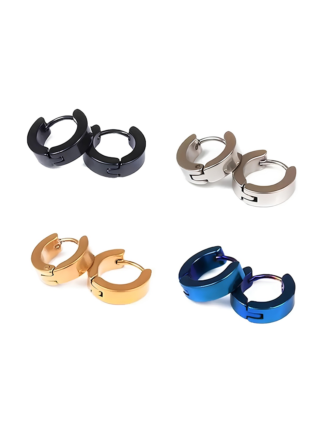 

KARISHMA KREATIONS Set of 4 Contemporary Stainless Steel Studs Earrings, Gold