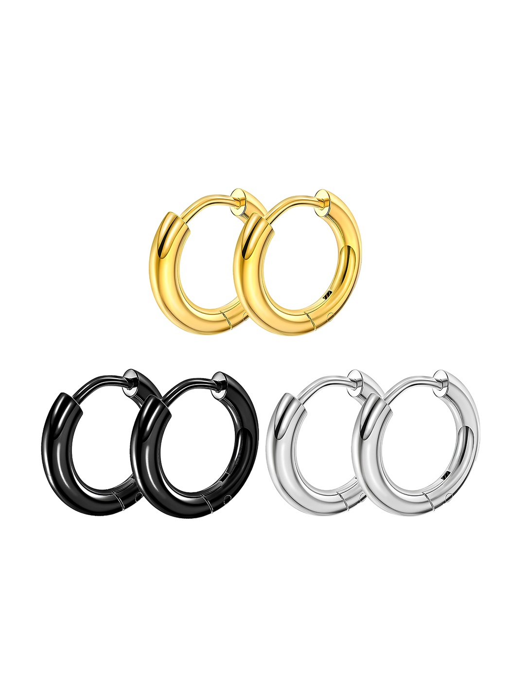 

KARISHMA KREATIONS Set Of 3 Gold-Toned Contemporary Hoop Earrings