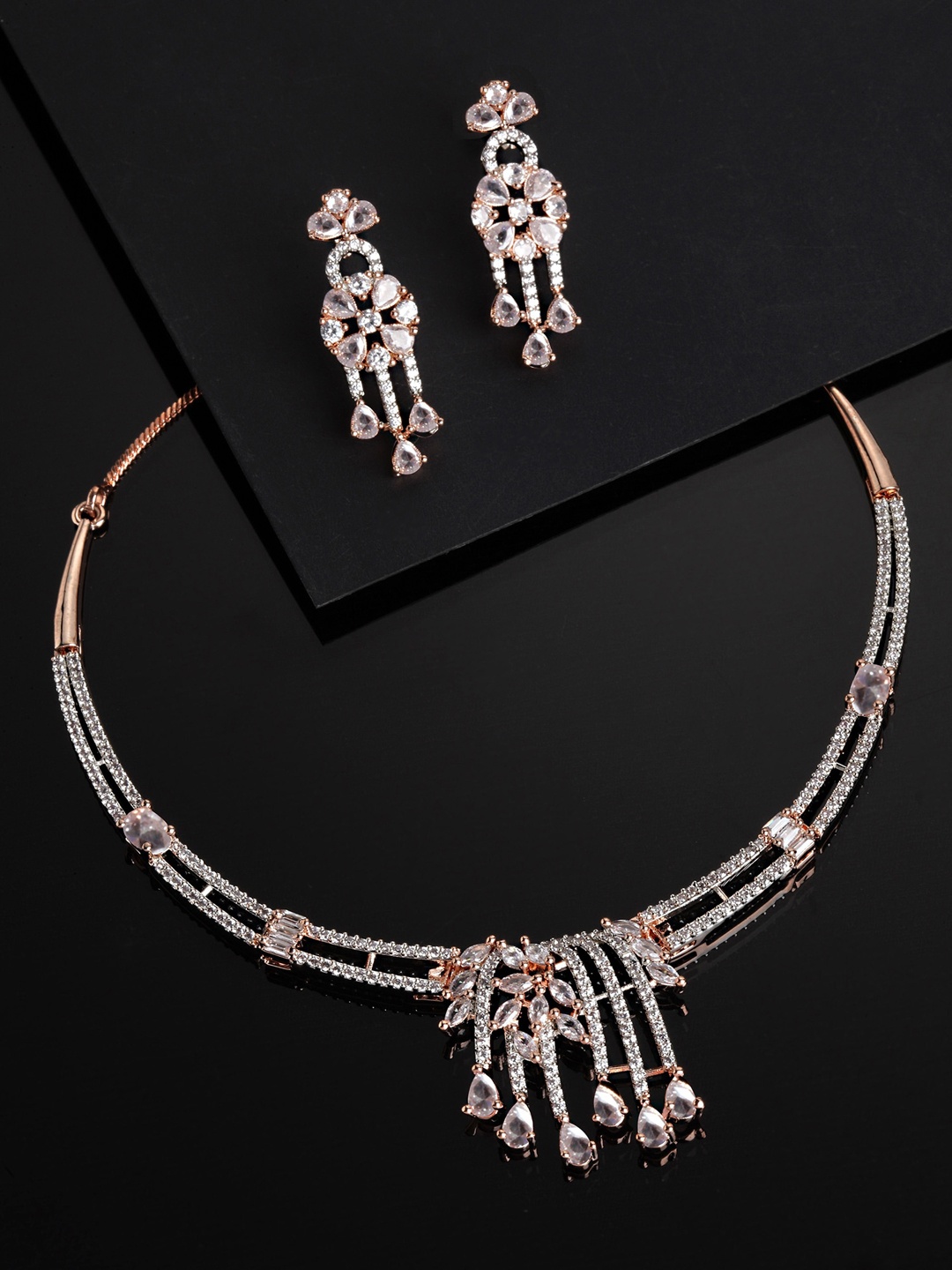 

KARATCART Rose Gold-Plated Cubic Zirconia-Studded Jewellery Set