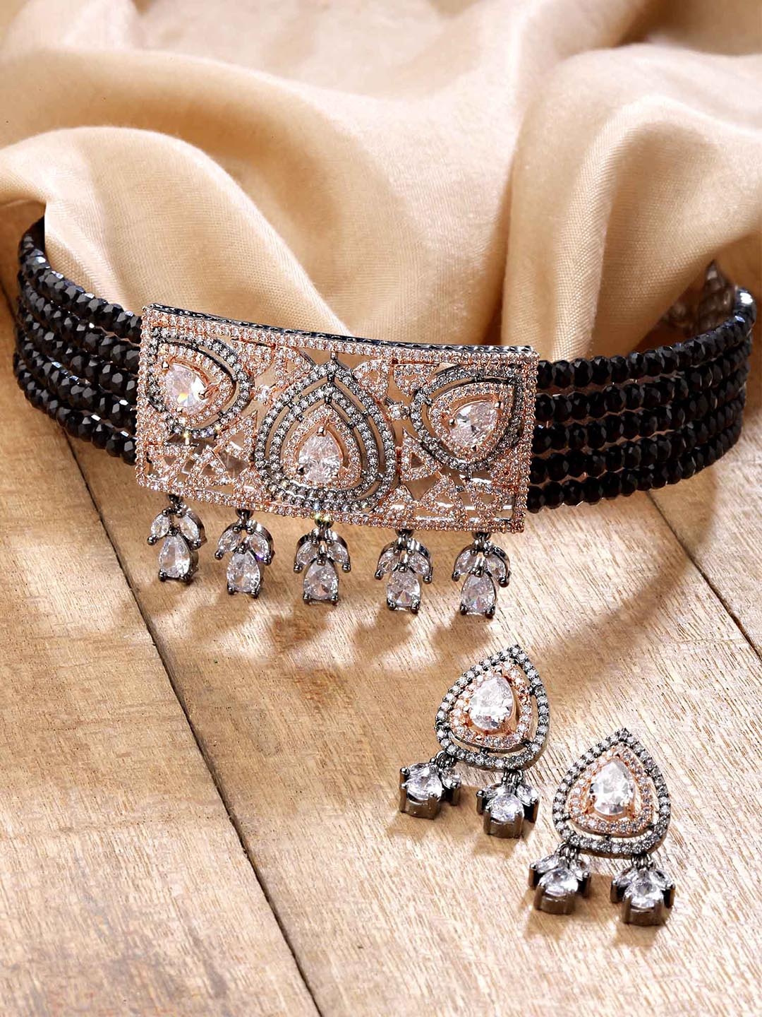 

KARATCART Rose Gold-plated CZ-studded Jewellery Set