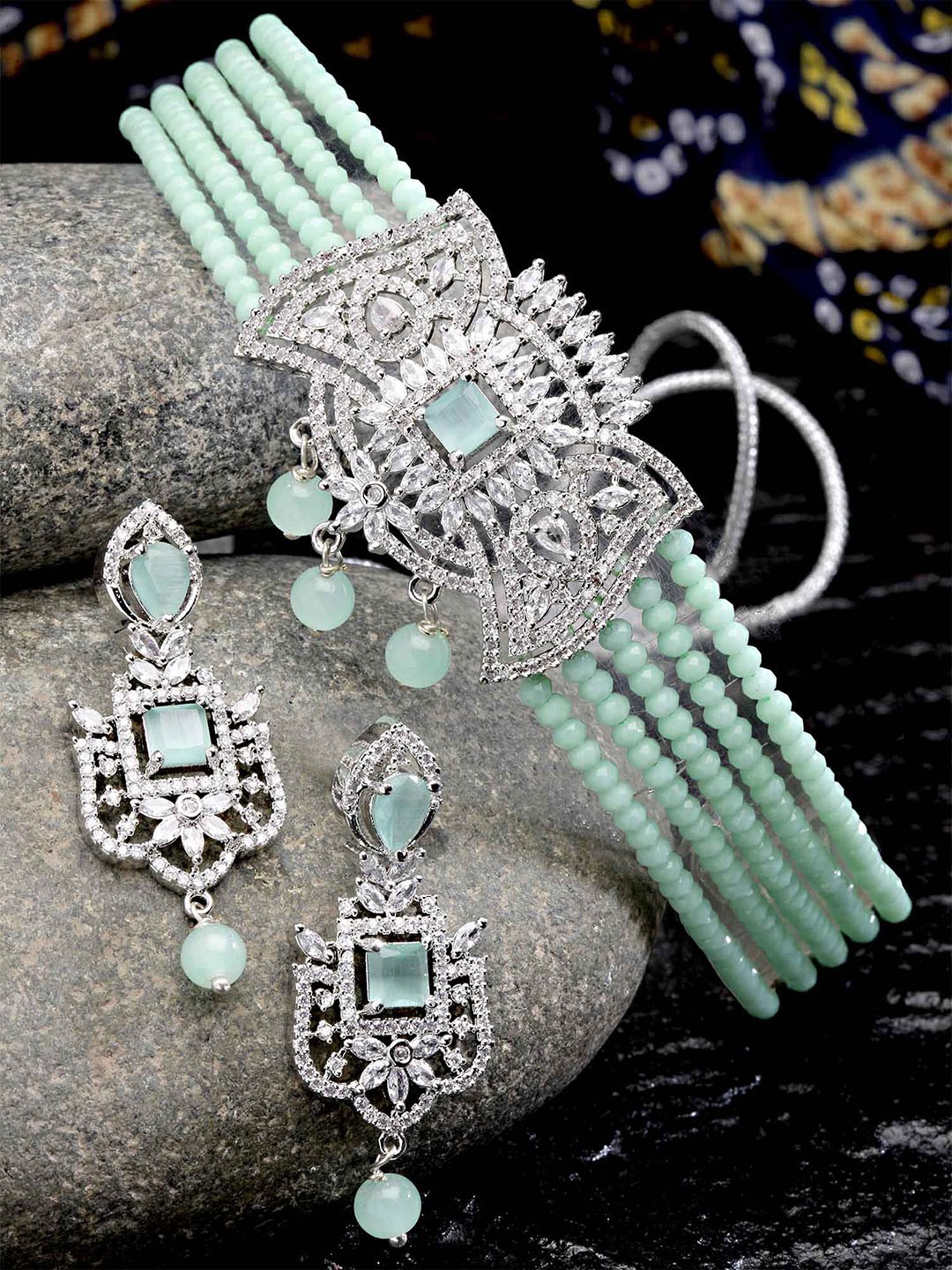 

KARATCART Sliver-Plated Cubic Zirconia Jewellery Set, Silver