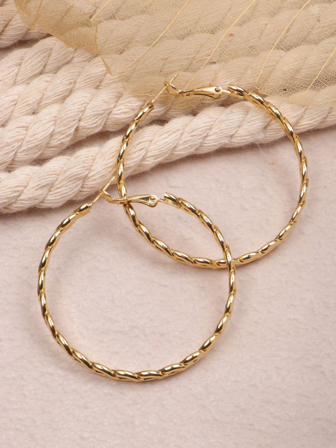 

Crunchy Fashion Gold-Plated Contemporary Hoop Earrings