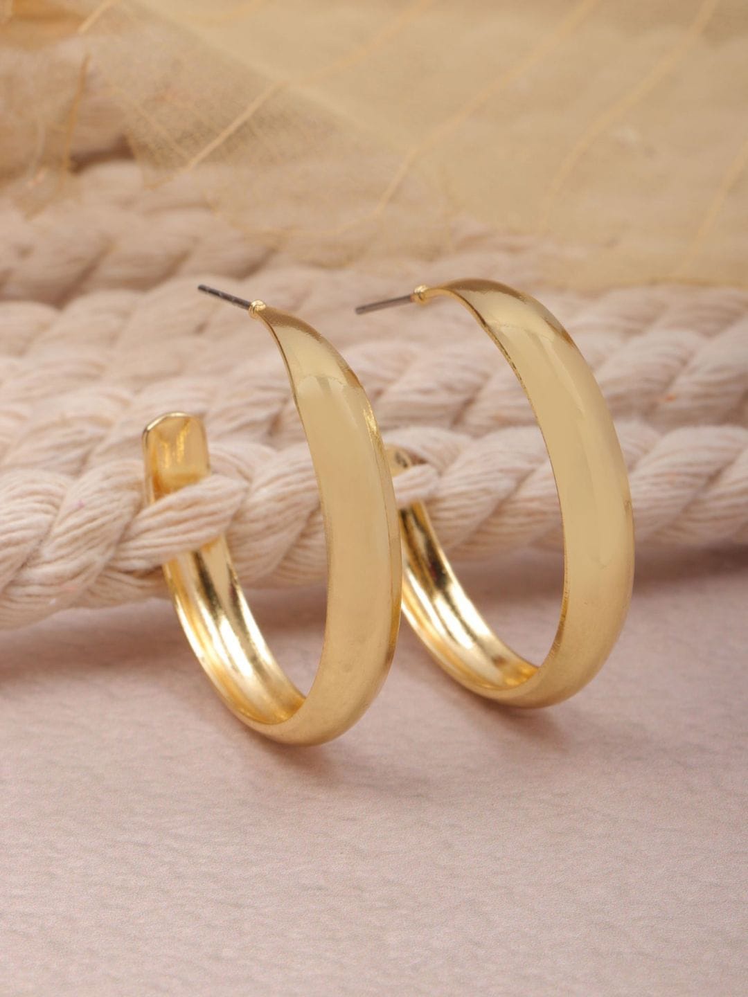 

Crunchy Fashion Brass-Plated Hoop Earrings, Gold