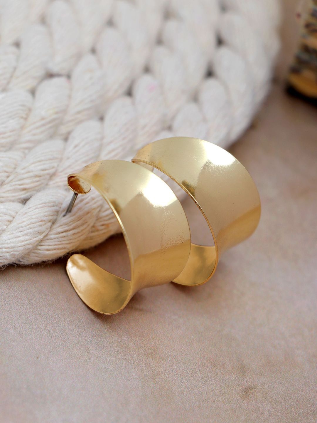 

Crunchy Fashion Contemporary Half Hoop Earrings, Gold