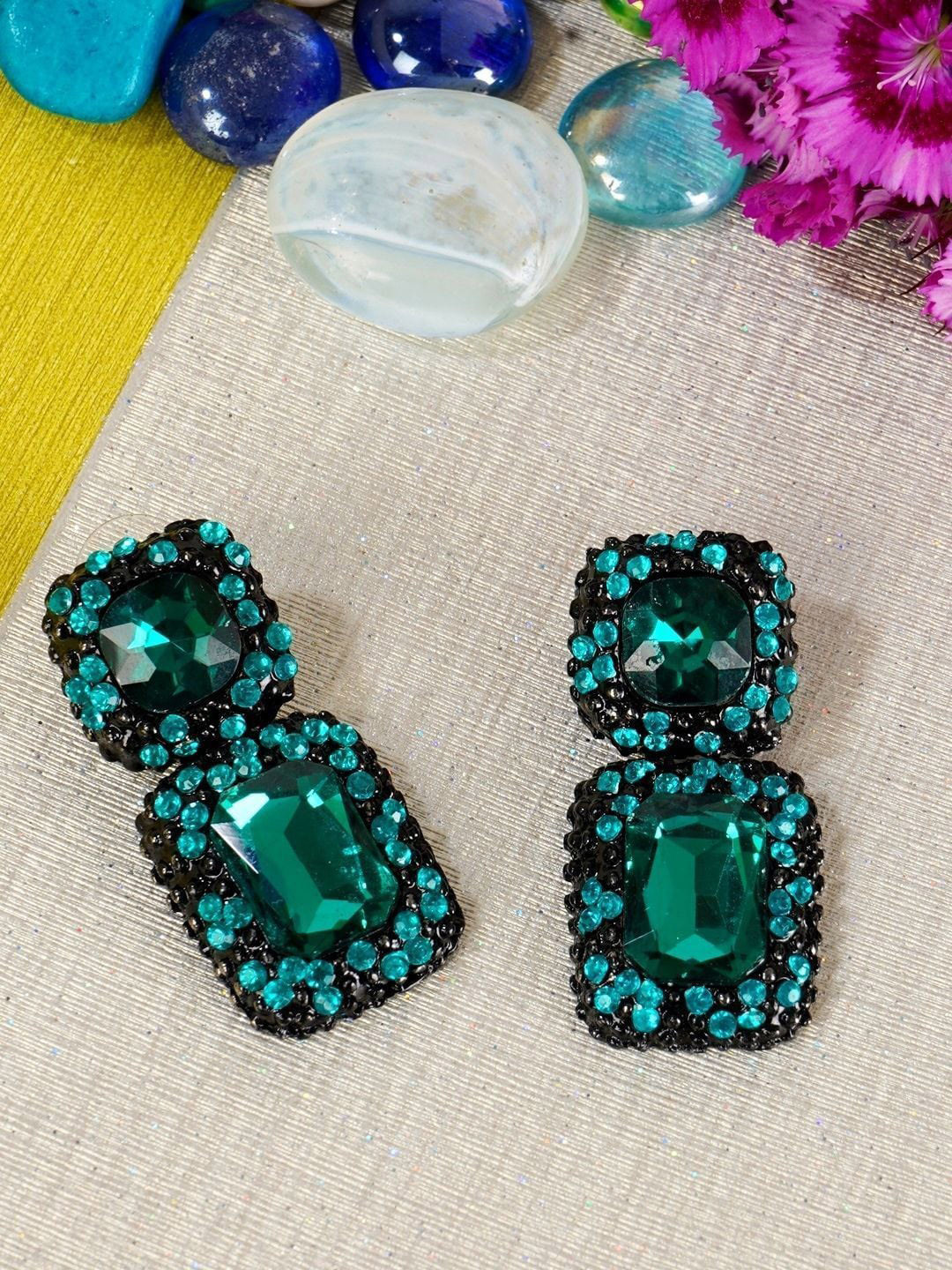 

Crunchy Fashion Contemporary Studs Earrings, Green