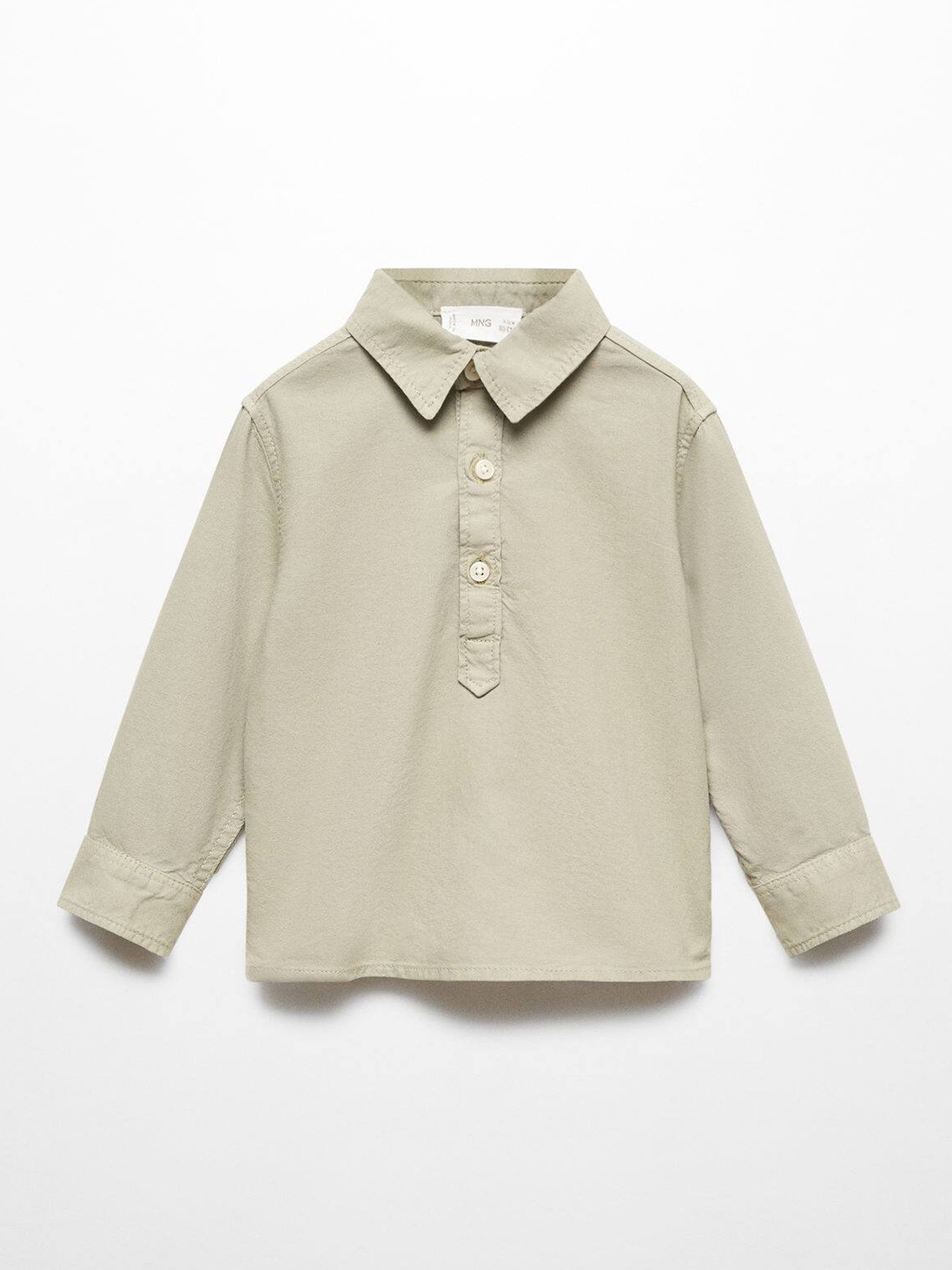 

Mango Kids Boys Pure Cotton Half Placket Shirt, Green