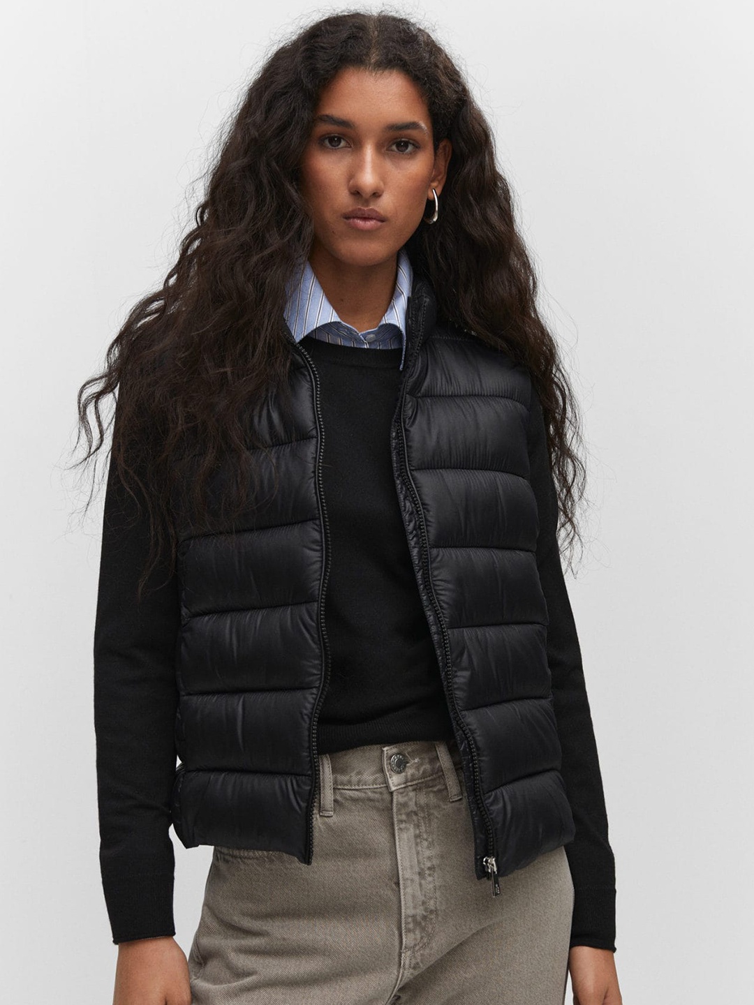 

MANGO Women Puffer Gilet Jacket, Black