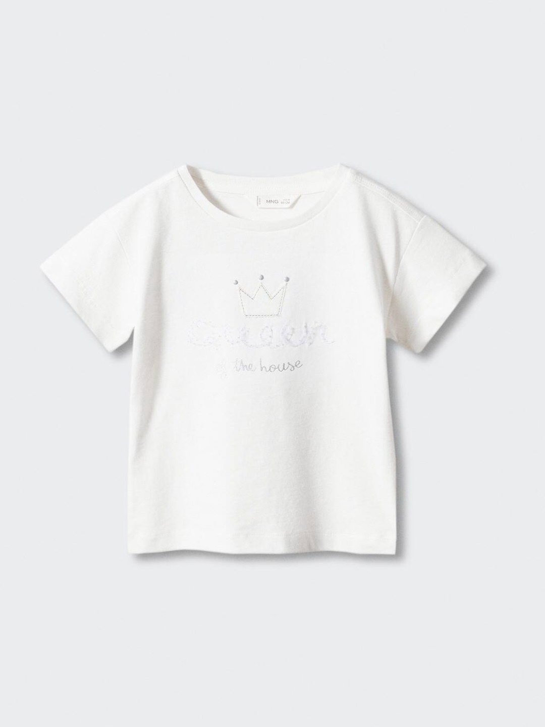 

Mango Kids Girls Typography Print Pure Cotton Applique T-shirt, White