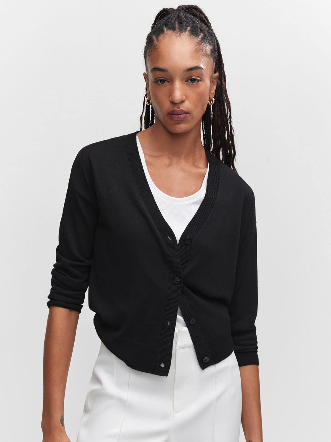 

MANGO Regular Fit Cardigan, Black