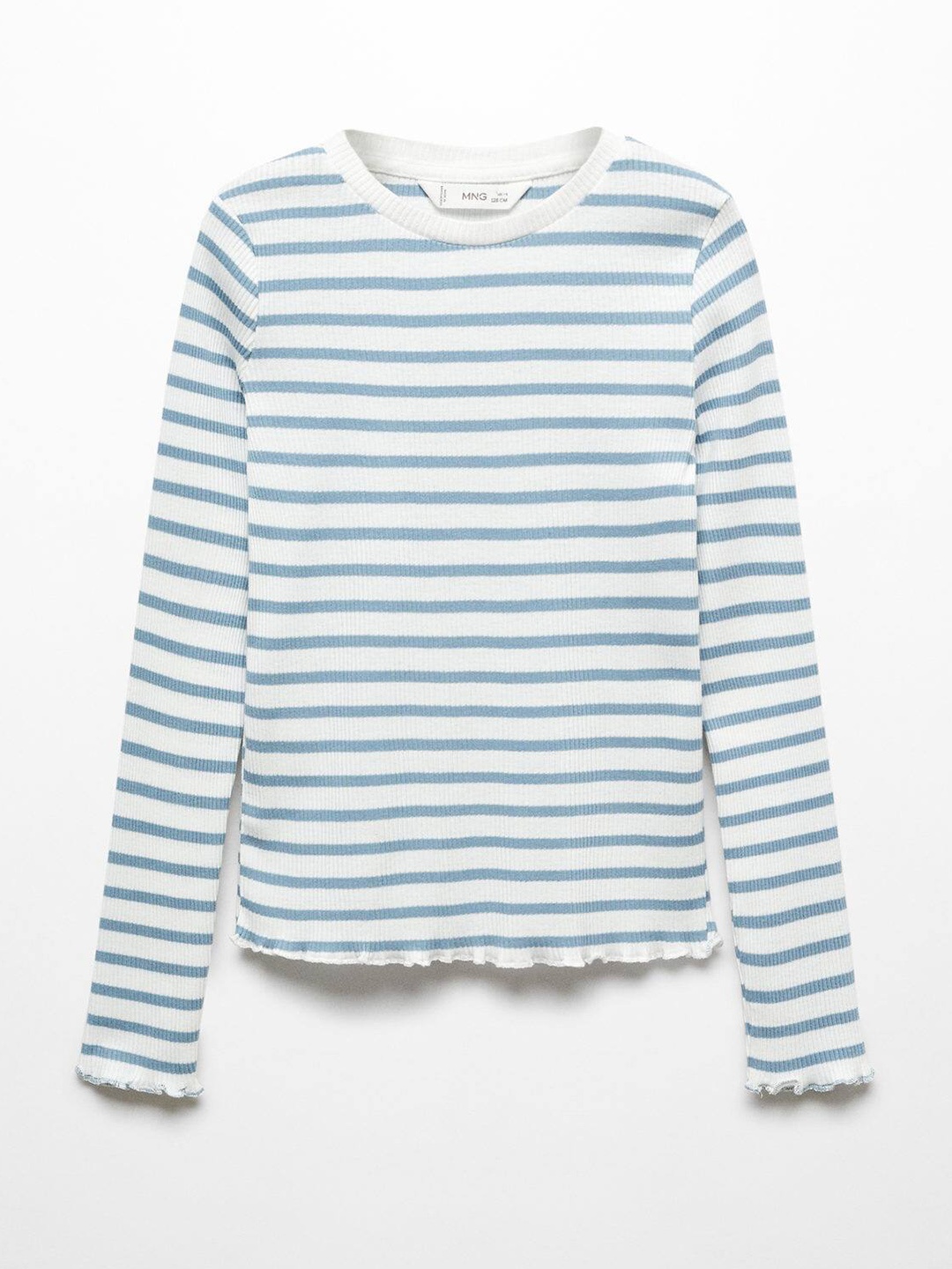 

Mango Kids Girls Striped Pure Cotton T-shirt, Blue
