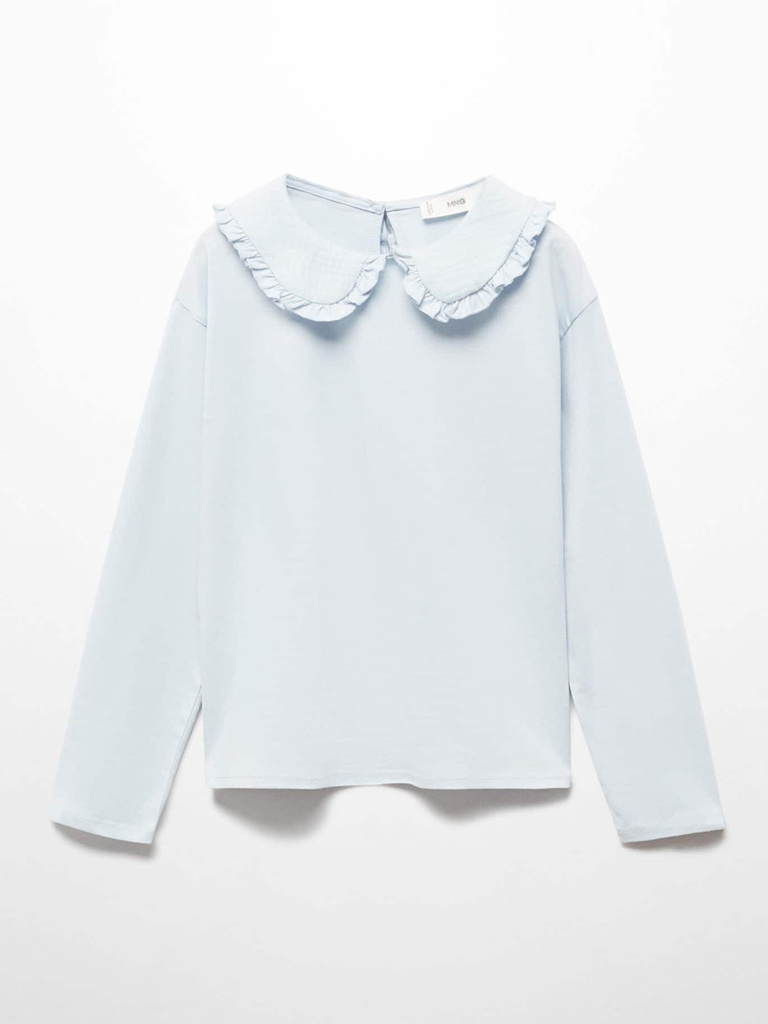 

Mango Kids Girls Peter Pure Cotton Pan Collar Top, Blue