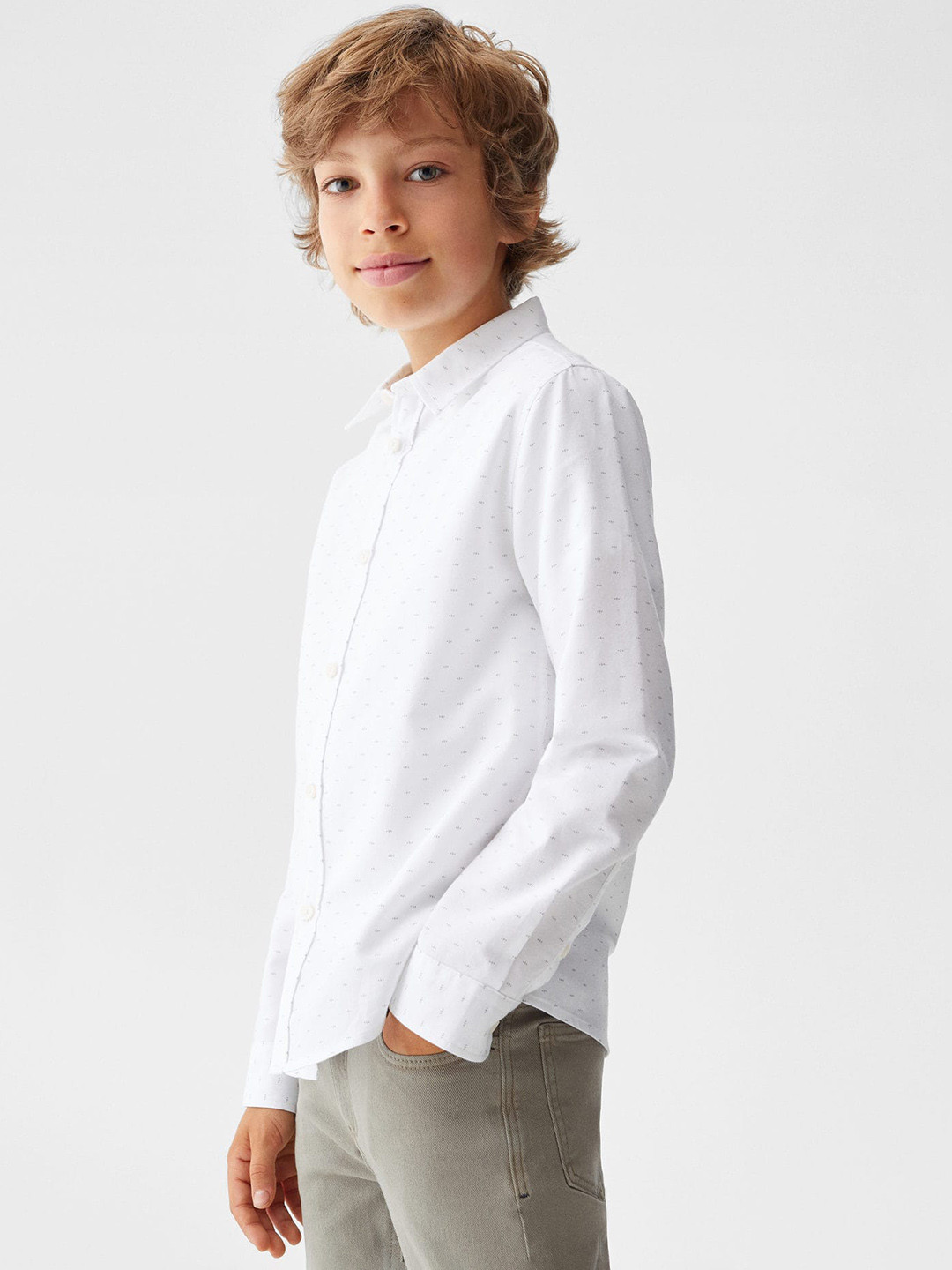 

Mango Kids Boys Printed Pure Cotton Casual Shirt, White