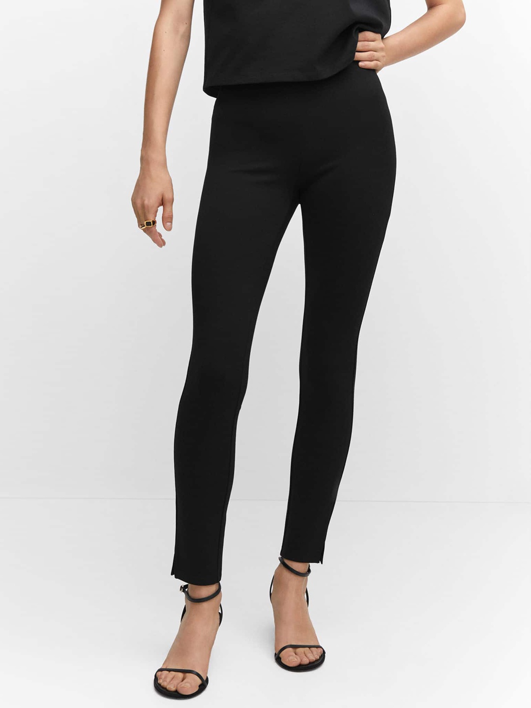 

MANGO Women High Waist Jeggings, Black