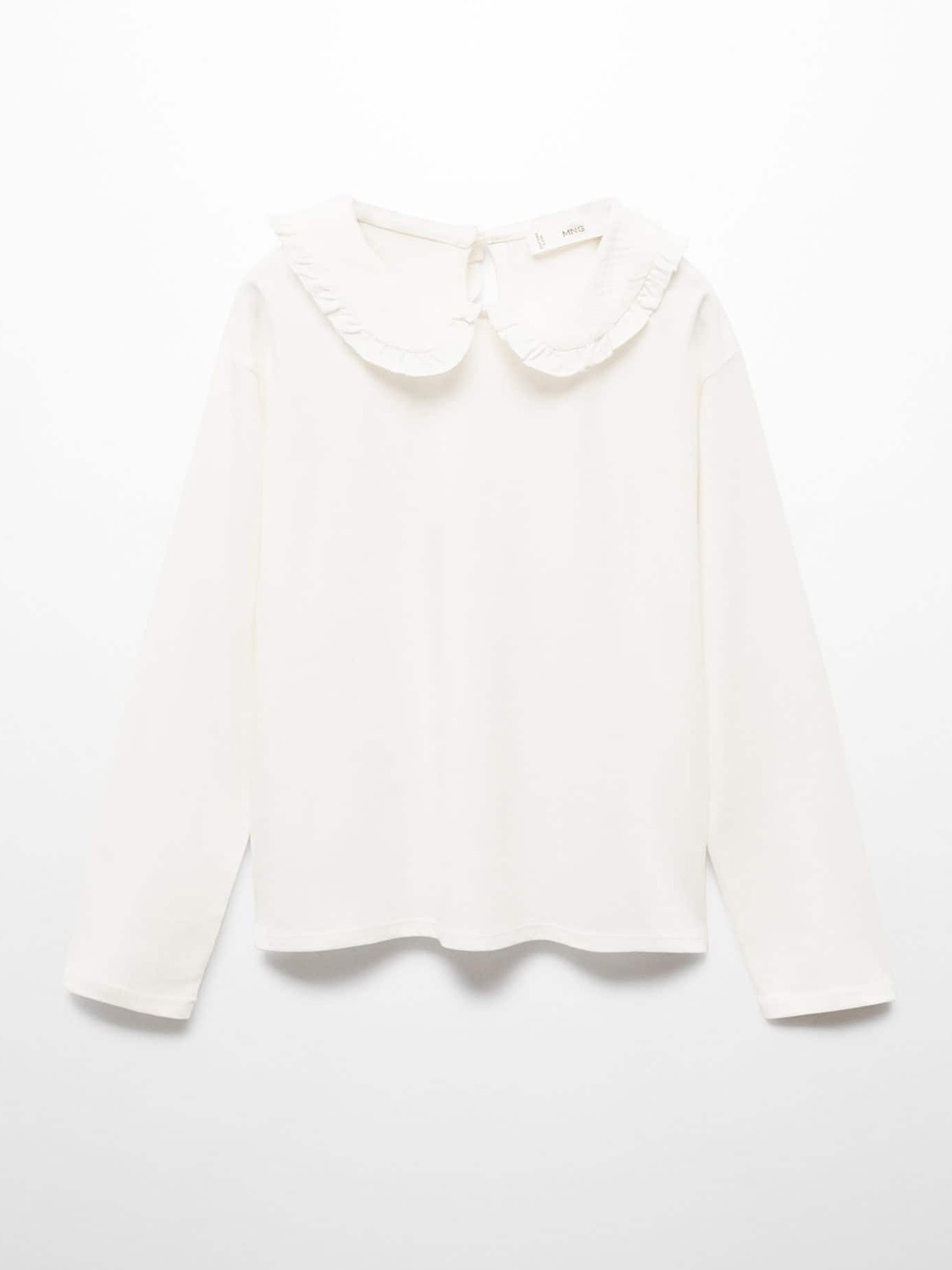 

Mango Kids Girls Peter Pan Collar Pure Cotton T-shirt, White