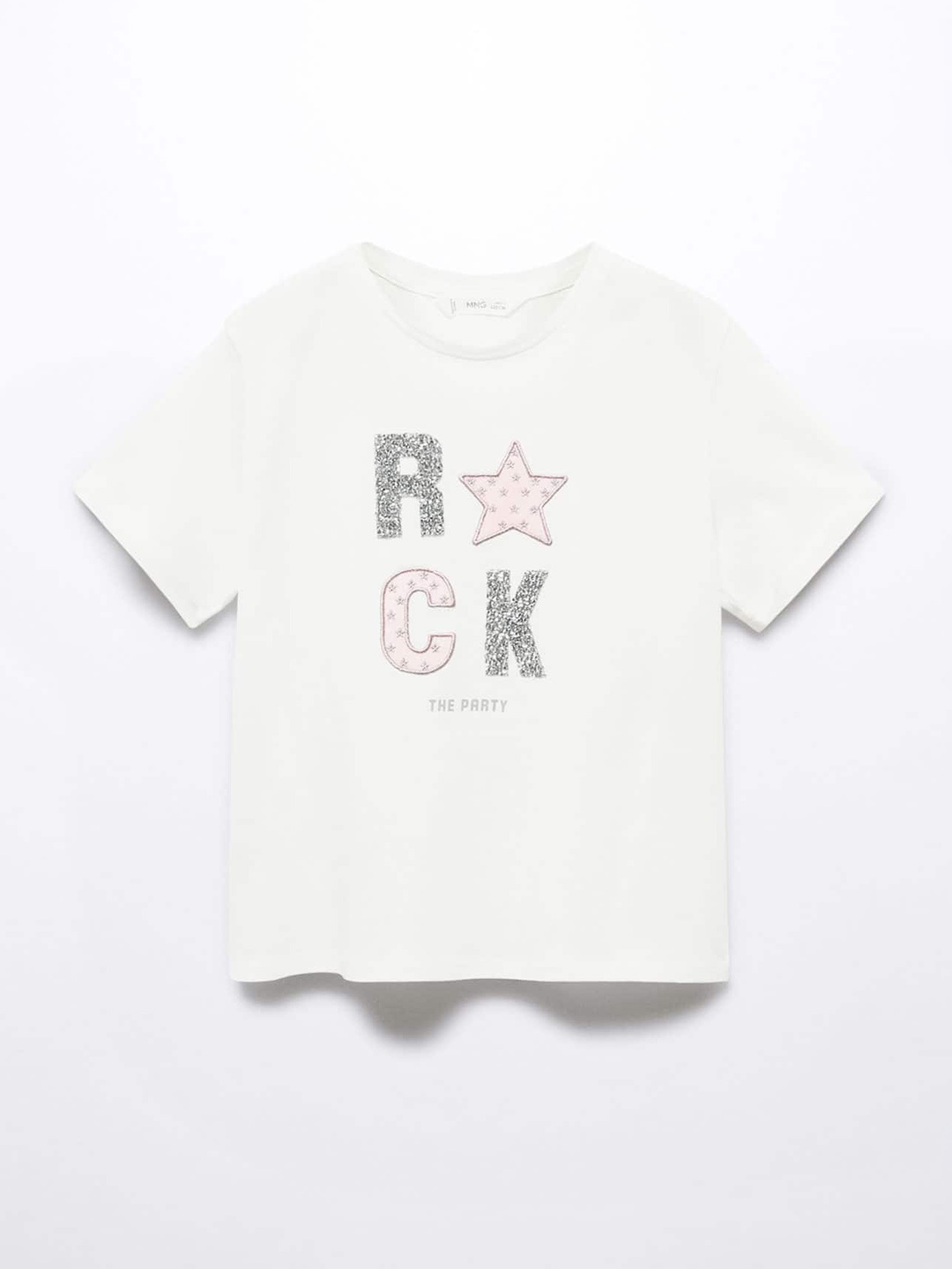 

Mango Kids Girls Pure Cotton Typography Printed T-shirt, White