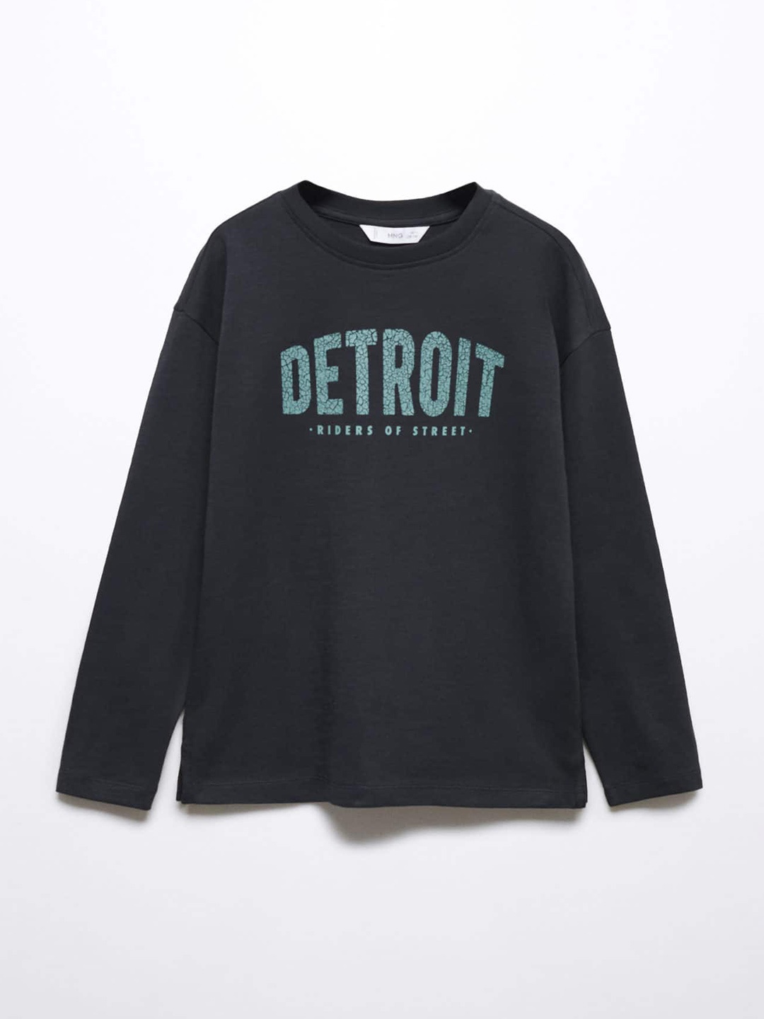 

Mango Kids Boys Typography Printed Pure Cotton T-shirt, Black