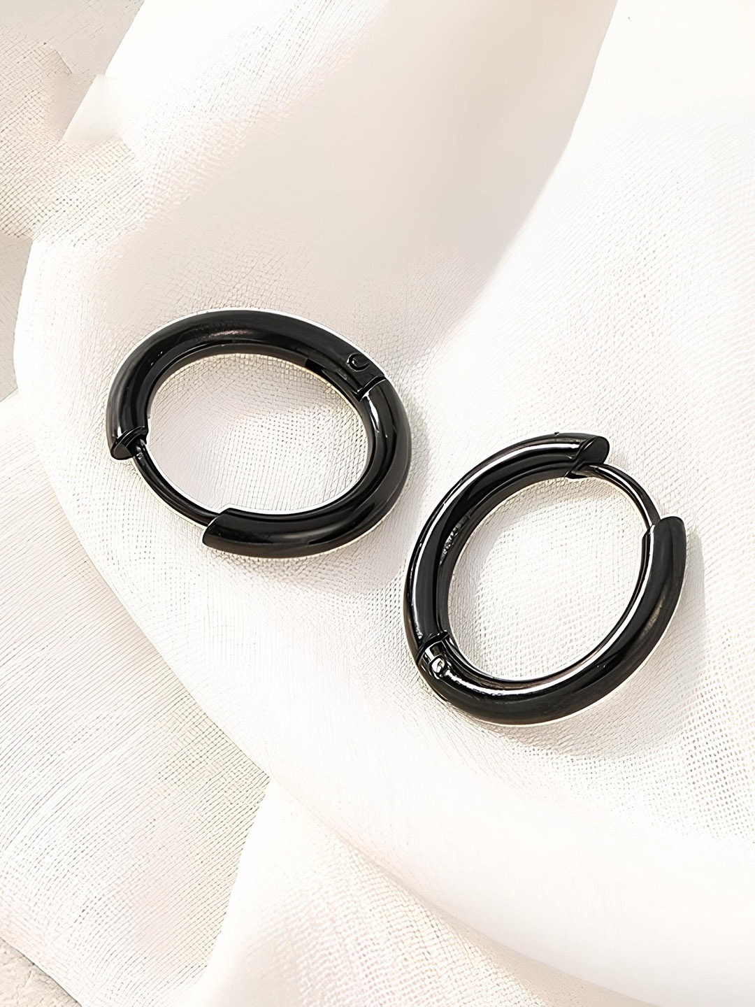 

KARISHMA KREATIONS Set Of 3 Contemporary Hoop Earrings, Black