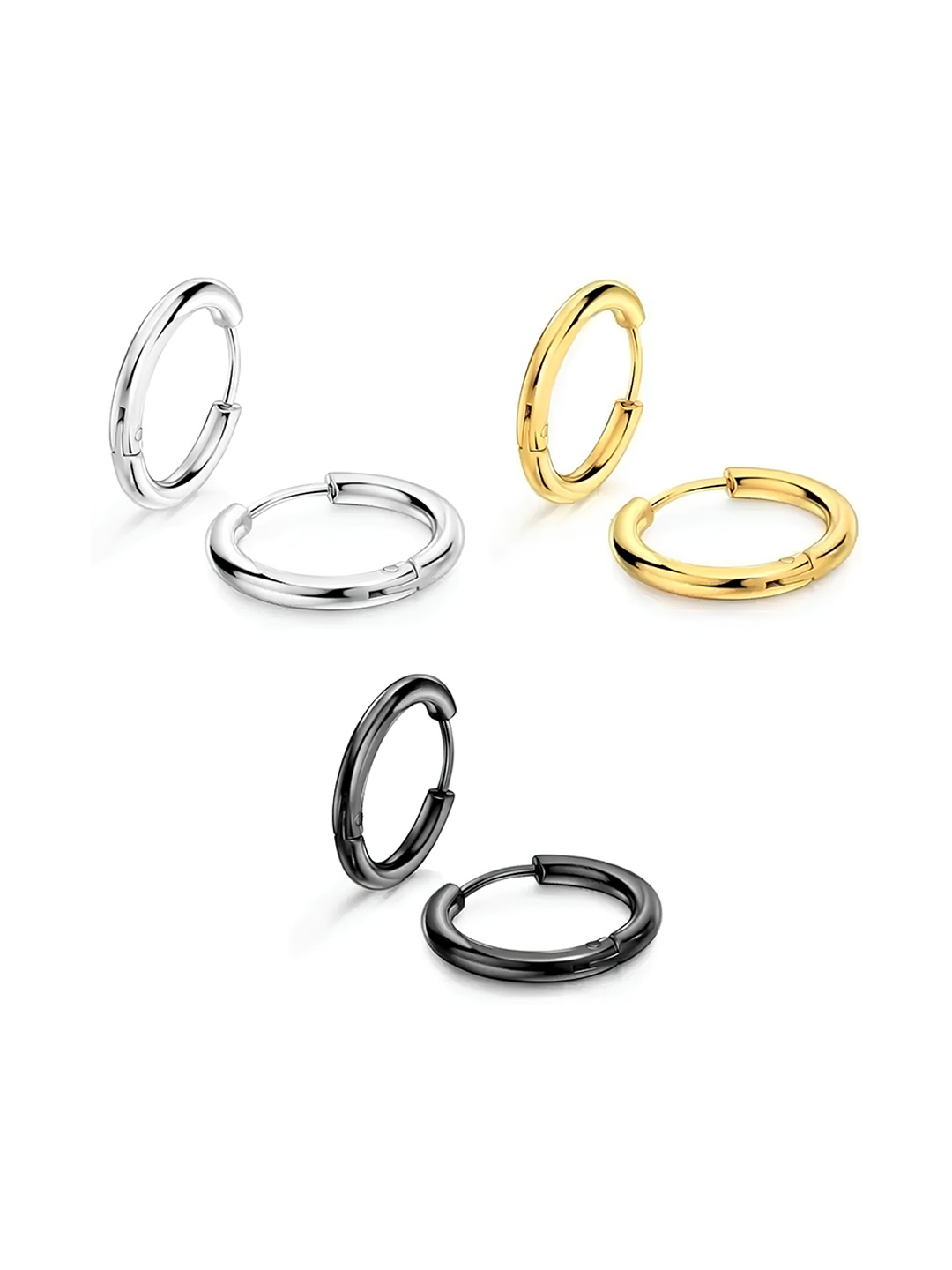 

KARISHMA KREATIONS Set Of 3 Contemporary Hoop Earrings, Gold