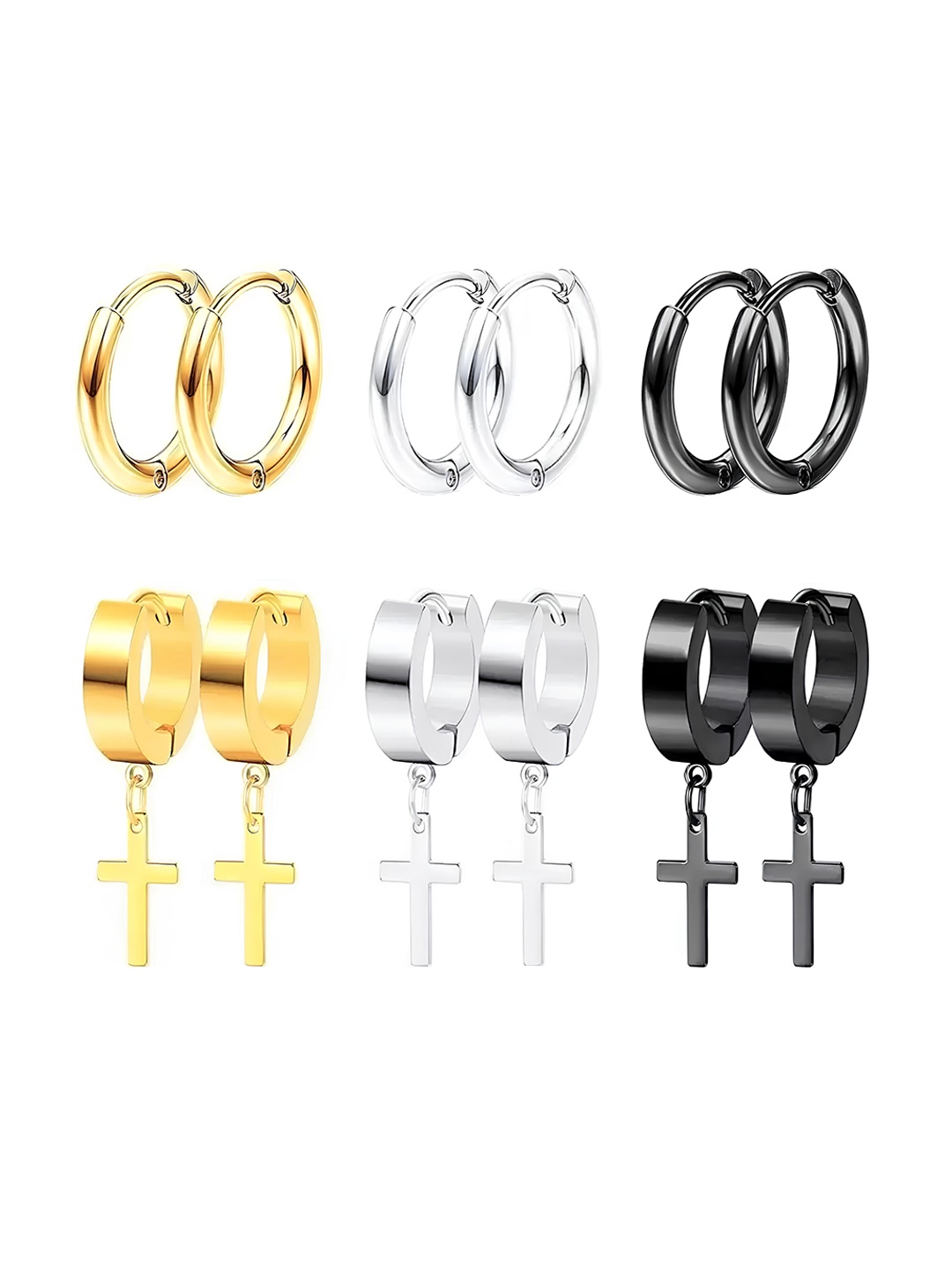 

KARISHMA KREATIONS Unisex Set Of 6 Contemporary Hoop Earrings, Gold