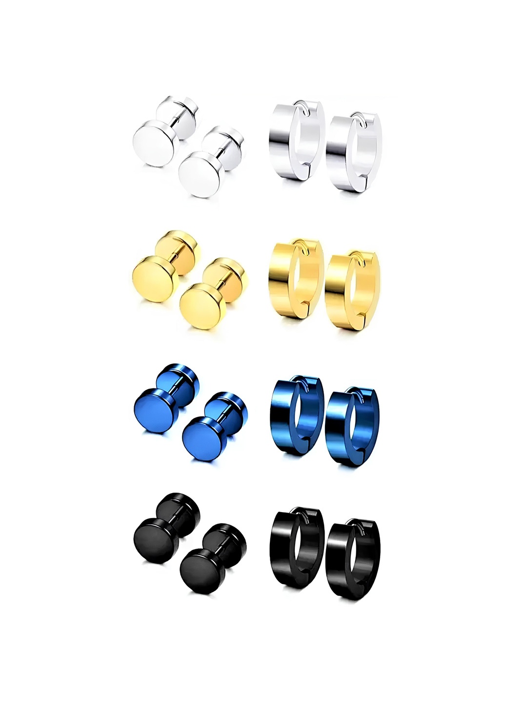 

KARISHMA KREATIONS Set Of 8 Gold-Toned Contemporary Stud Earrings