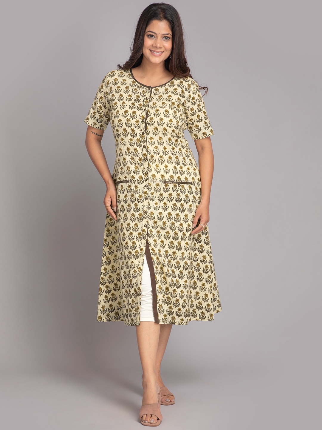 

SUTI Ethnic Motifs Printed Cotton Kurta, Mustard