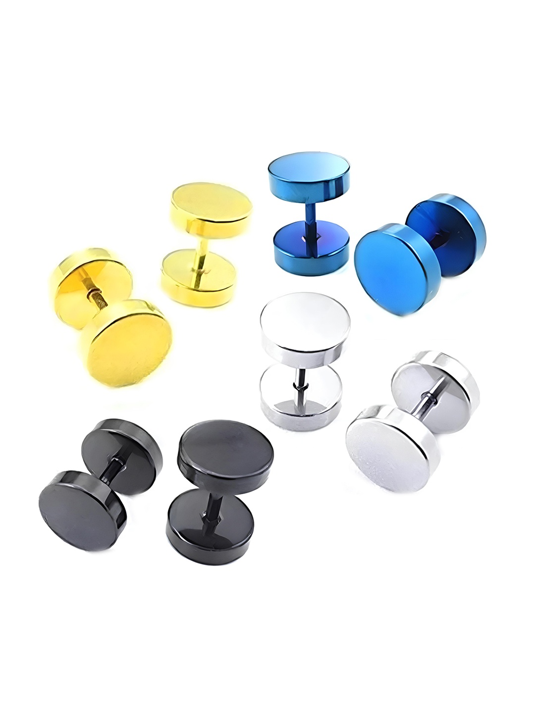 

KARISHMA KREATIONS Men Set of 5 Stainless Steel Earrings, Gold