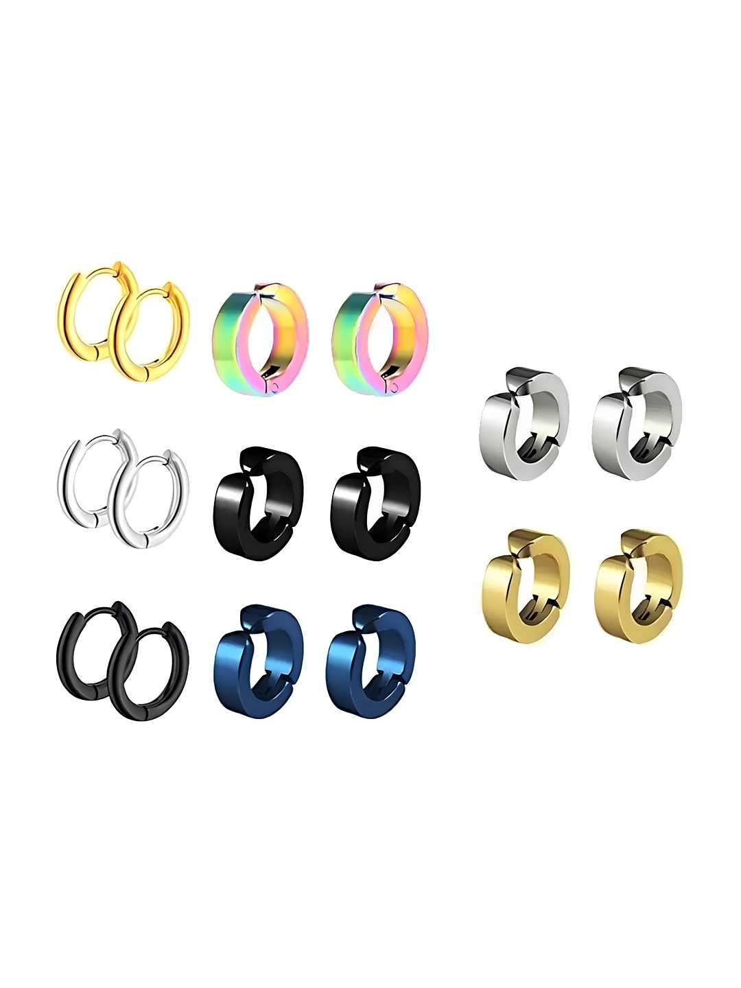 

KARISHMA KREATIONS Set Of 8 Contemporary Hoop Earrings, Gold
