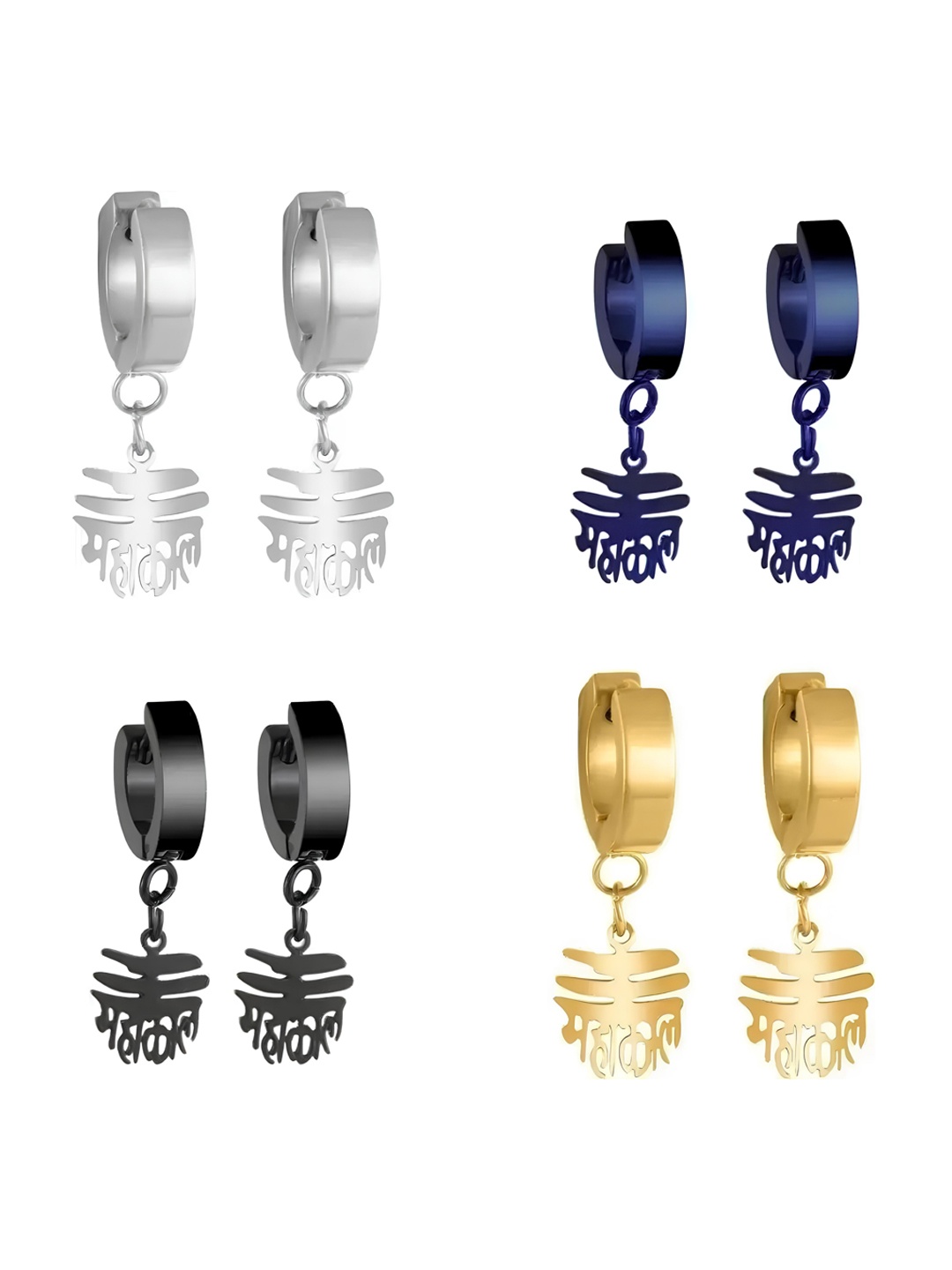 

KARISHMA KREATIONS Set of 4 Contemporary Stainless Steel Drop Earrings, Gold