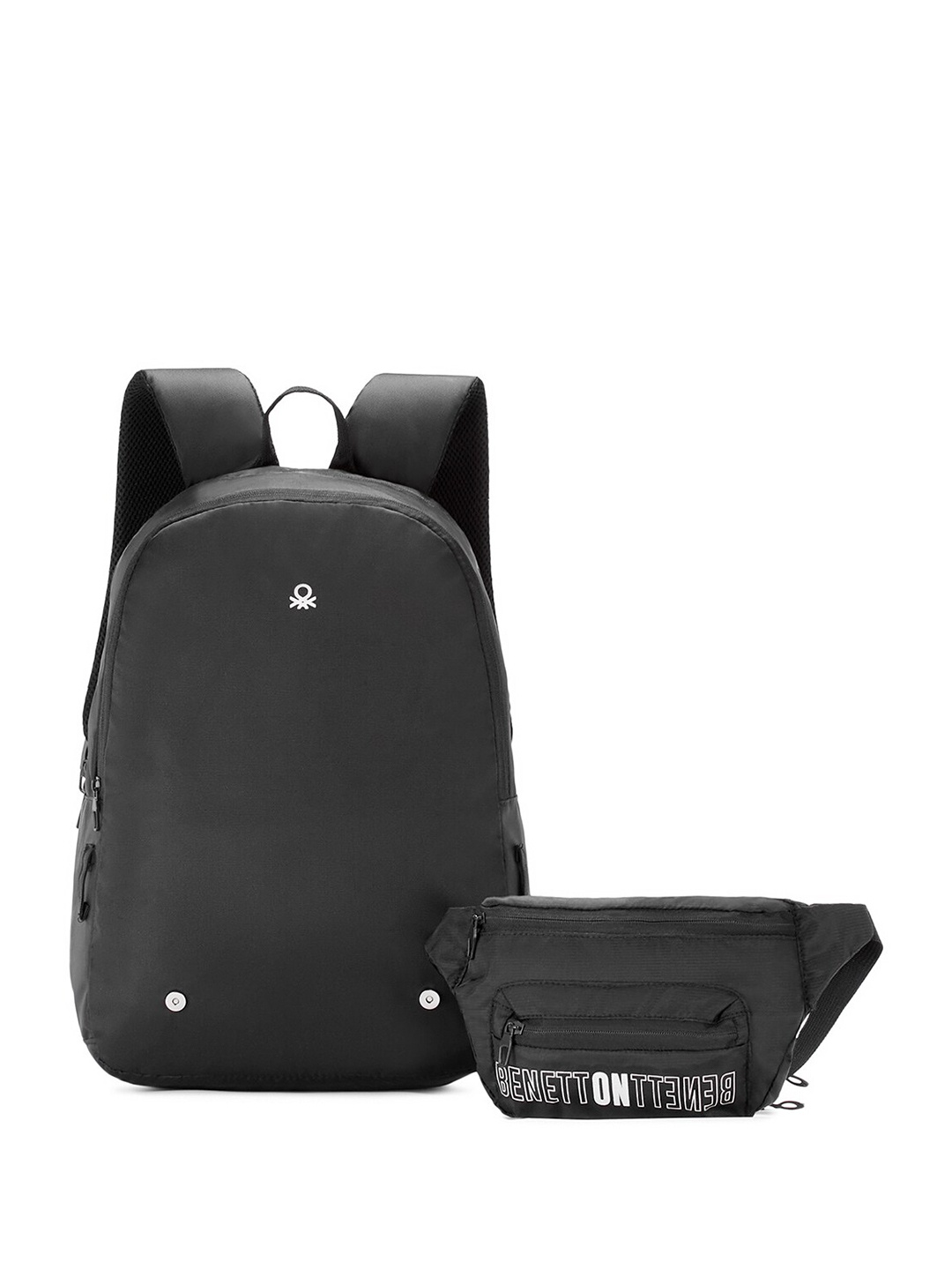 

United Colors of Benetton Ergonomic Unisex Up to 14 inch Padded Backpack, Black