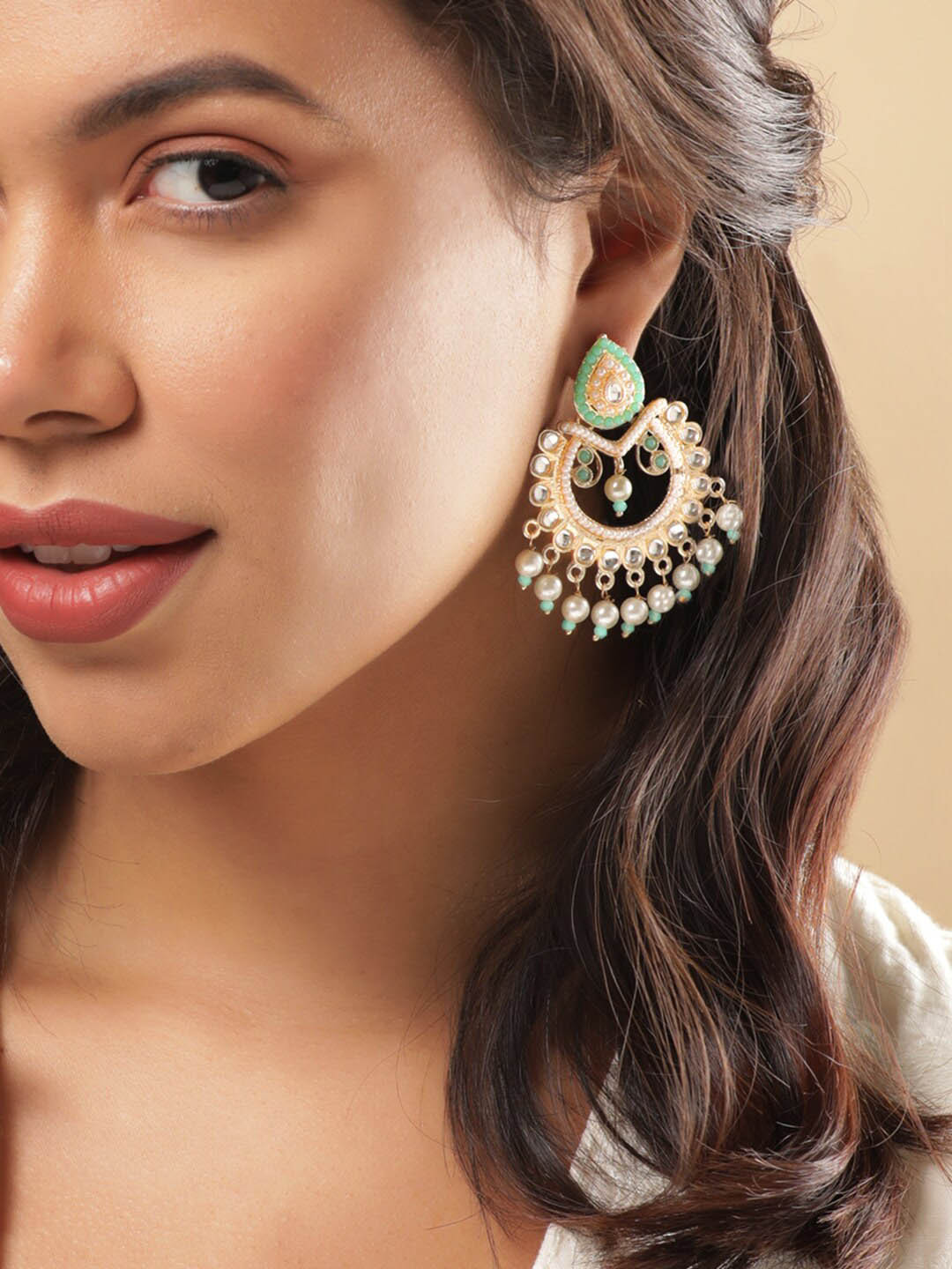 

Rubans Gold-Plated Crescent Shaped Chandbalis