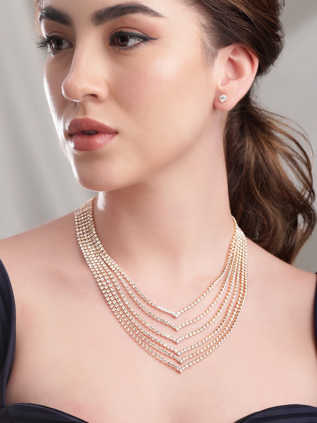 

Rubans Gold-Plated Zircon-studded Jewellery Set