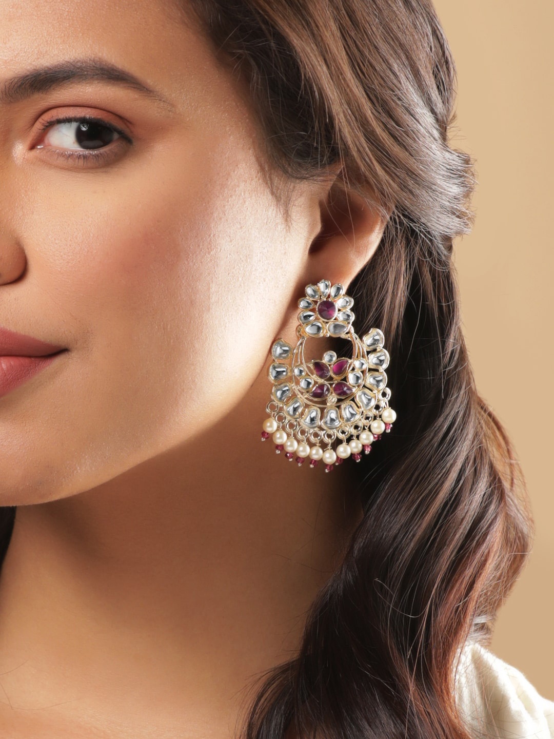 

Rubans Gold-Plated Crescent Shaped Chandbalis