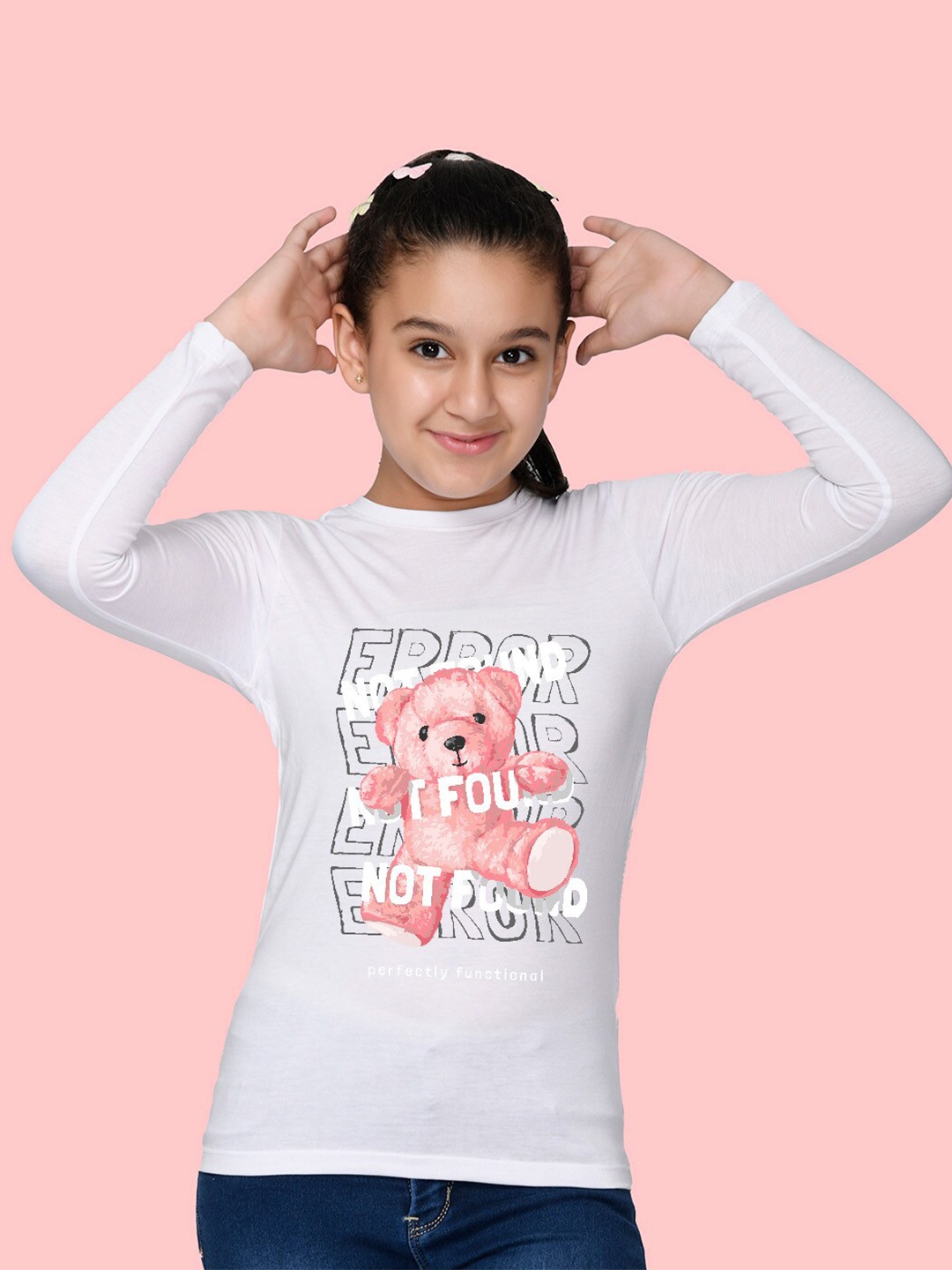

NUSYL Girls Graphic Printed T-shirt, White