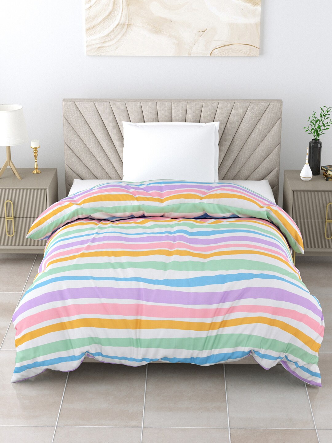 

Salona Bichona Purple & White Striped AC Room 150 GSM Single Bed Comforter