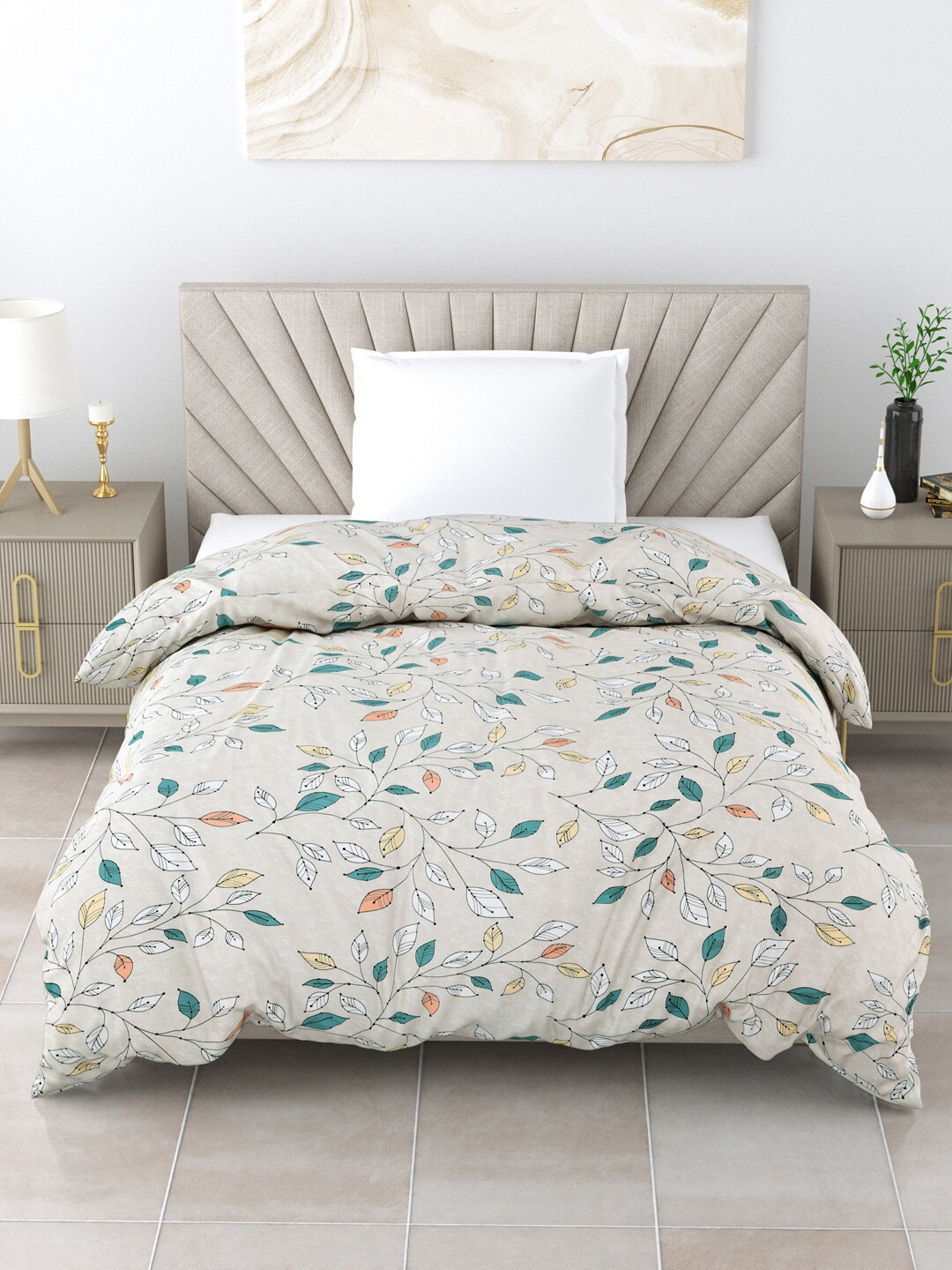 

Salona Bichona Teal & White Floral AC Room 150 GSM Single Bed Comforter