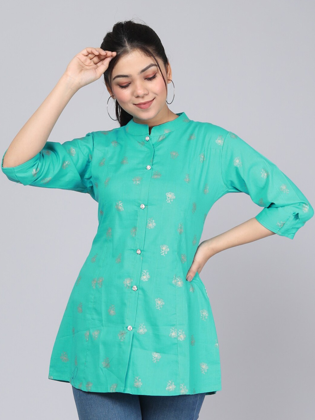 

HIGHLIGHT FASHION EXPORT Ethnic Motifs Printed Tunic, Green