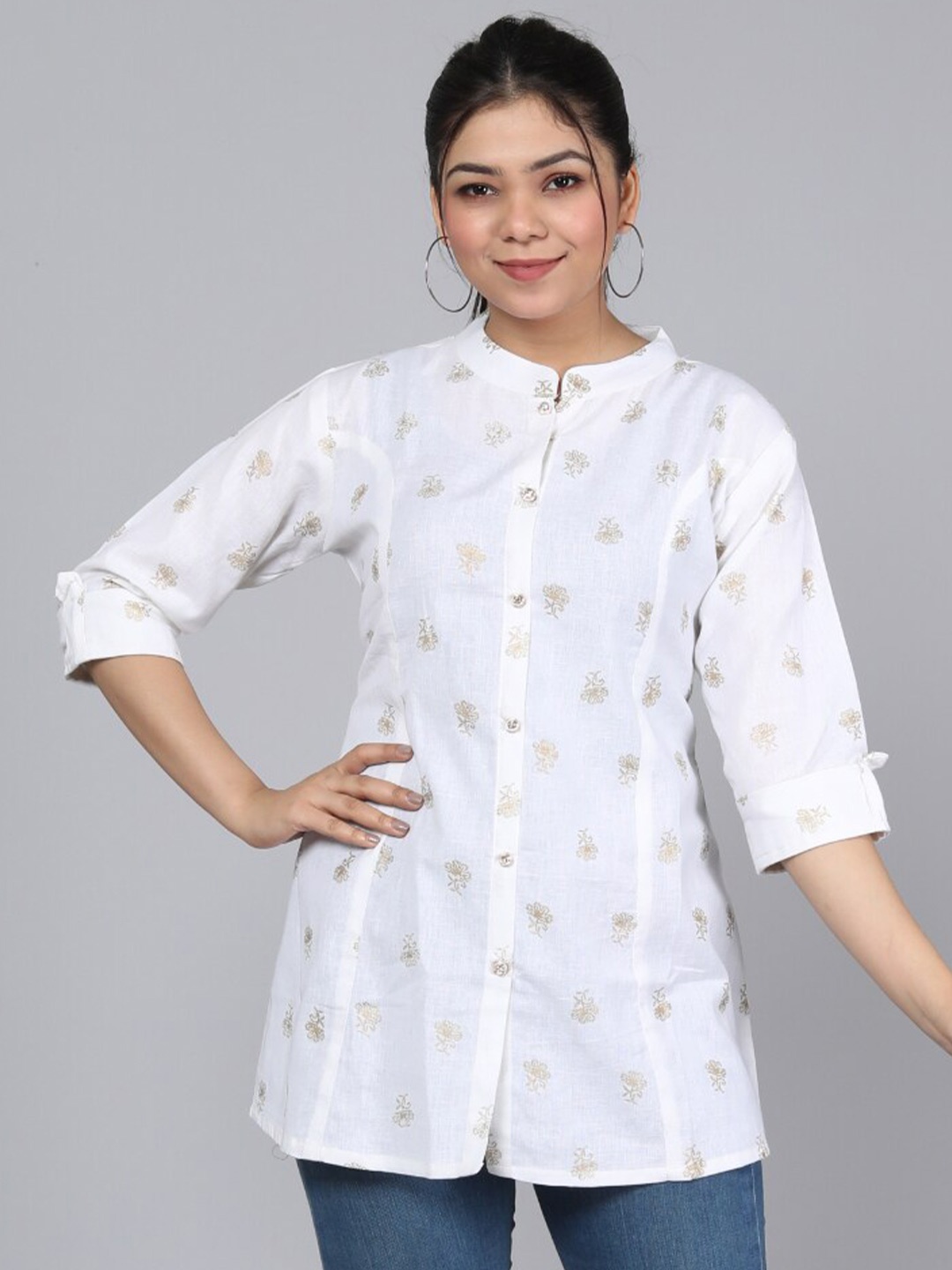 

HIGHLIGHT FASHION EXPORT Ethnic Motifs Printed Tunic, White