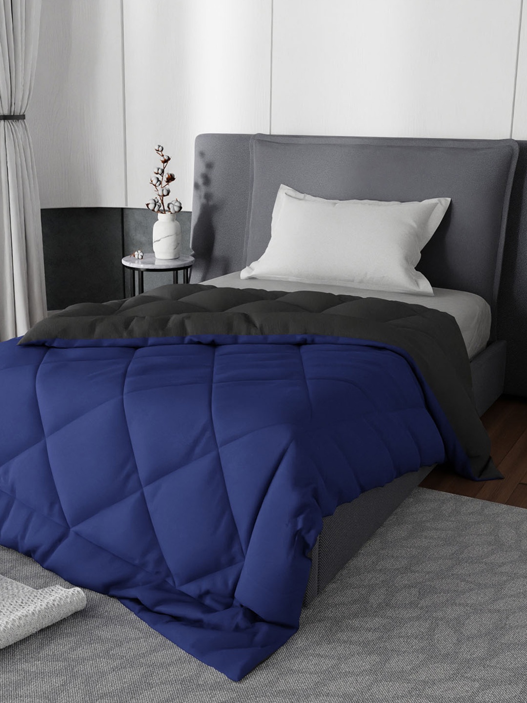 

Hammer Home Navy Blue Microfiber AC Room Reversible Single Bed Comforter