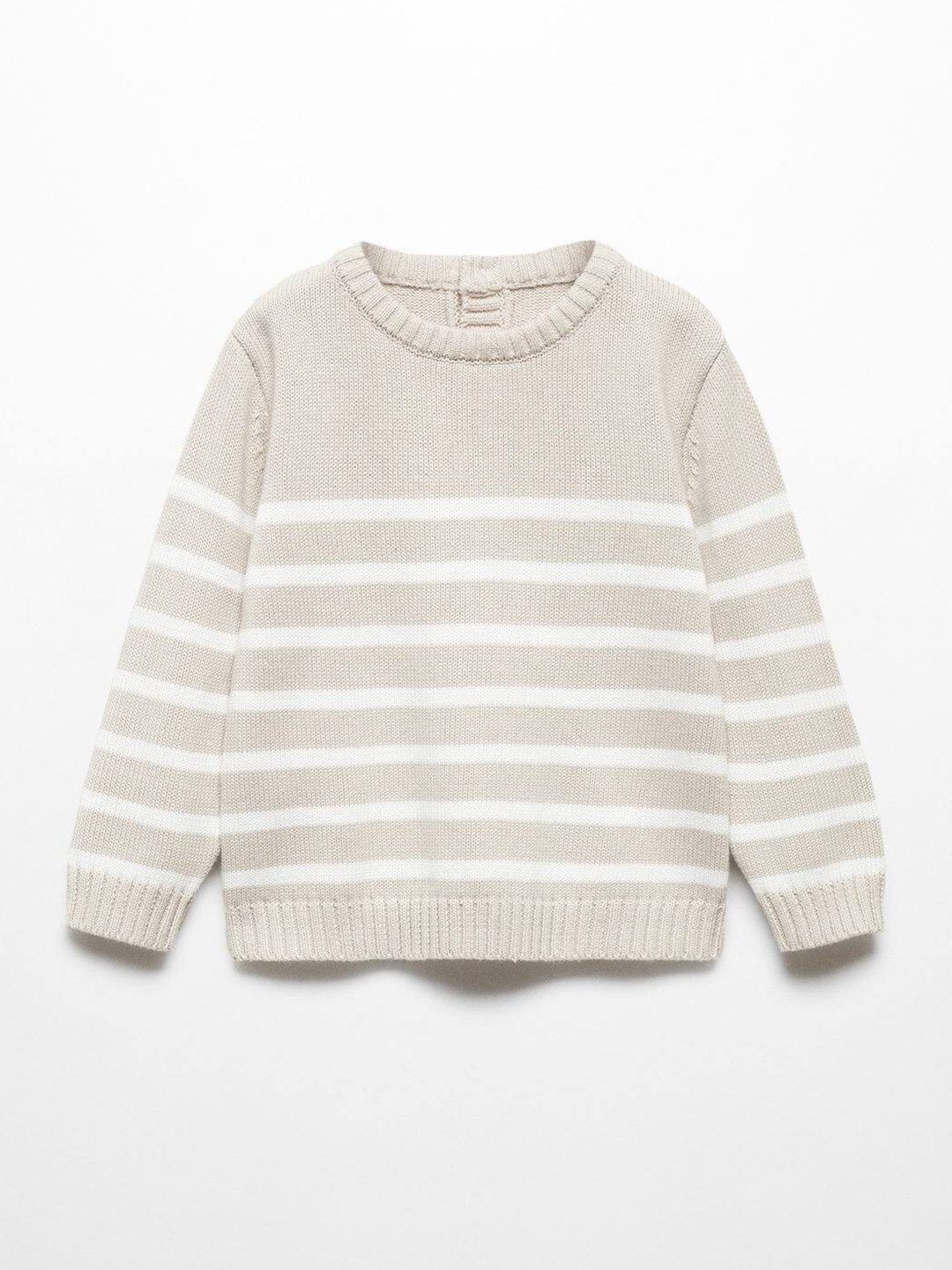 

Mango Kids Boys Striped Pure Cotton Pullover, Beige